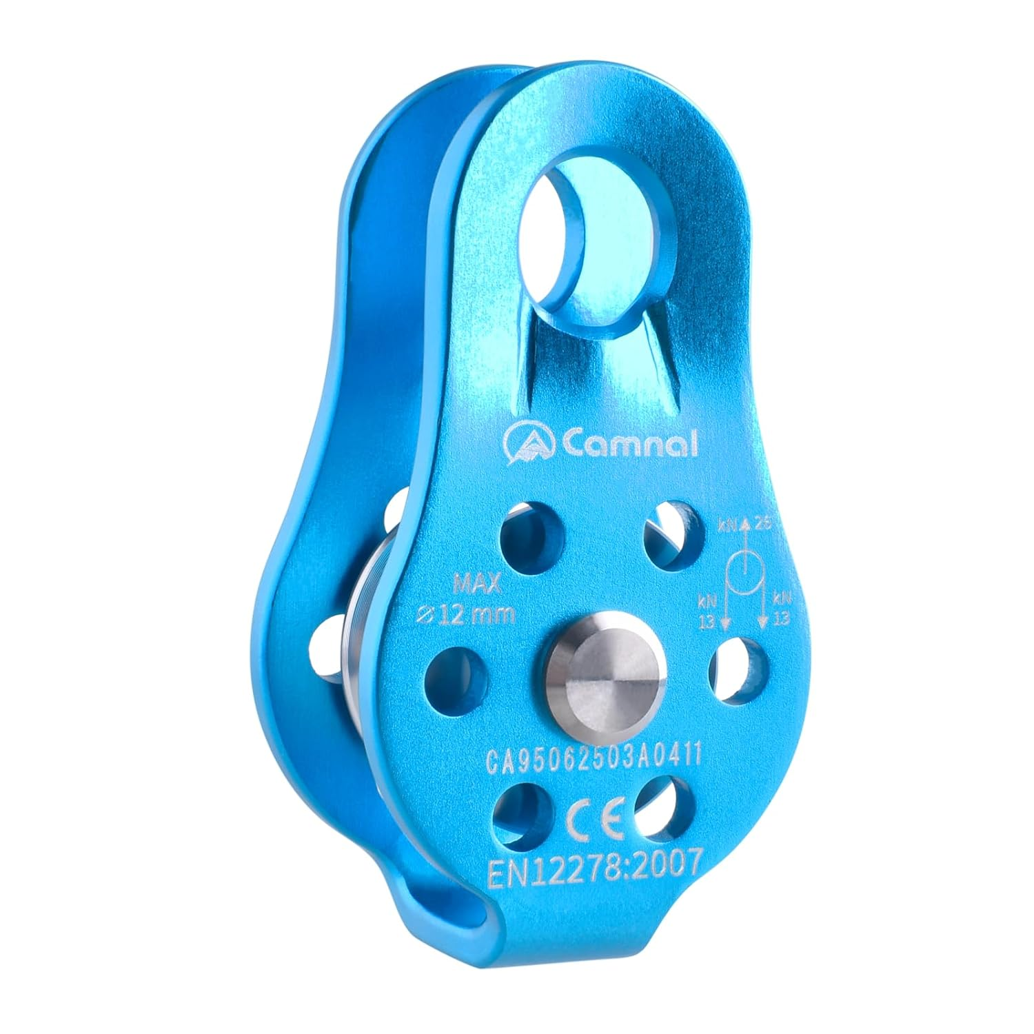 TRIWONDER 26Kn Climbing Pulley CE Certified Rescue Pulley Single Sheave Aluminum Fixed Eye Rock Rope Pulley (02 26Kn - Blue)