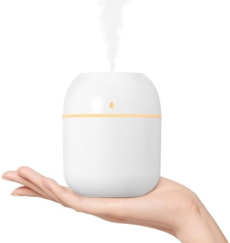 Portable Small Humidifier, USB Personal Desktop Humidifier for Car, Office Room, Bedroom, Auto Shut-Off, 2 Mist Modes, Super Quiet(220Ml, White)