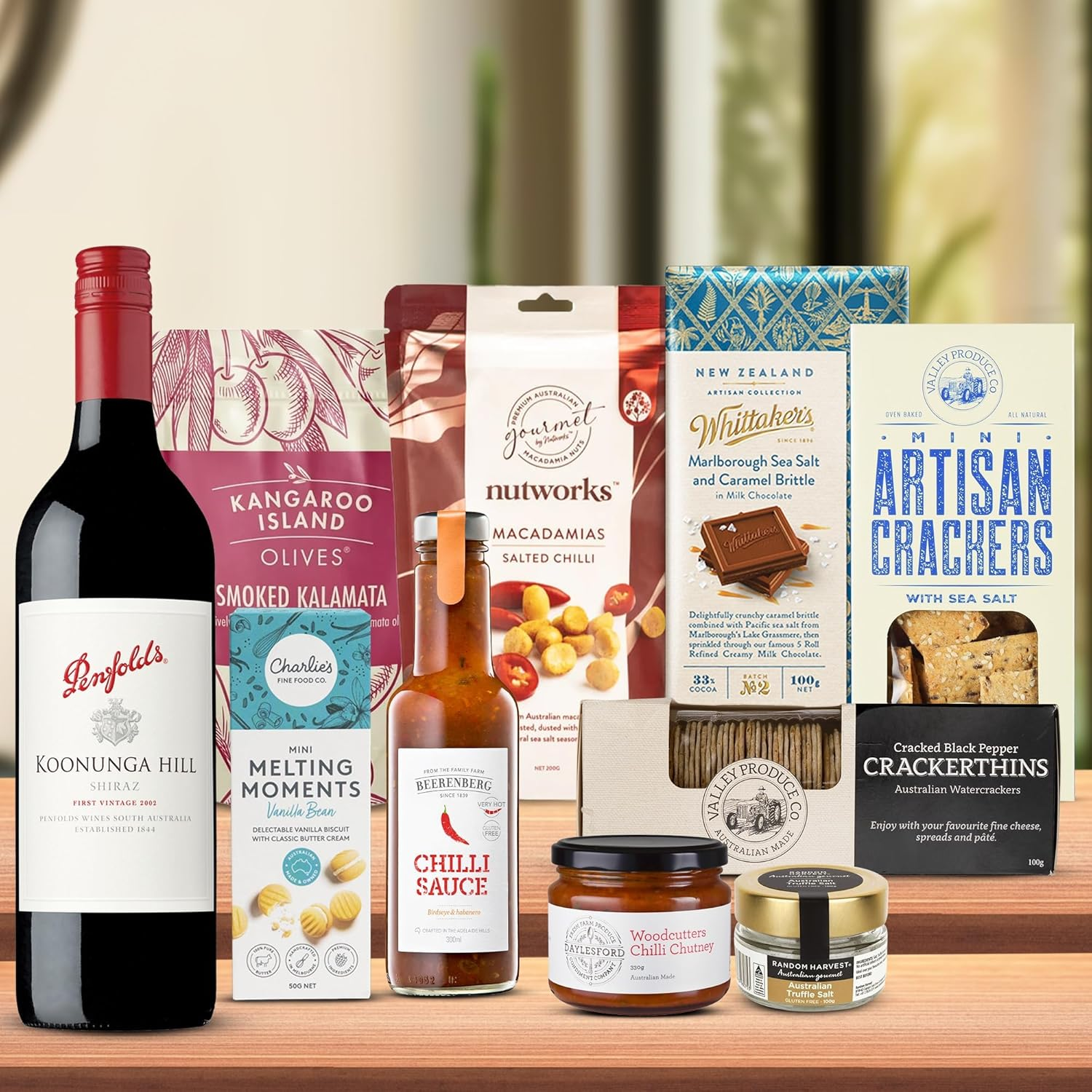 Luxury Gourmet Hamper with Shiraz, Artisanal Crackers, Chilli Delicacies & Quality Chocolates, Thoughtful Birthday or Thank You Gift image number 2