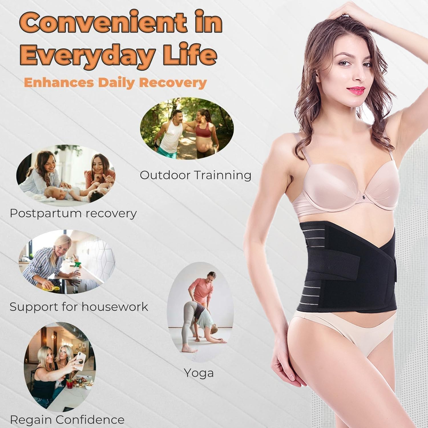 Postpartum Belly Band, C Section Binder for Support and Recovery, Tummy Girdle Corset image number 2