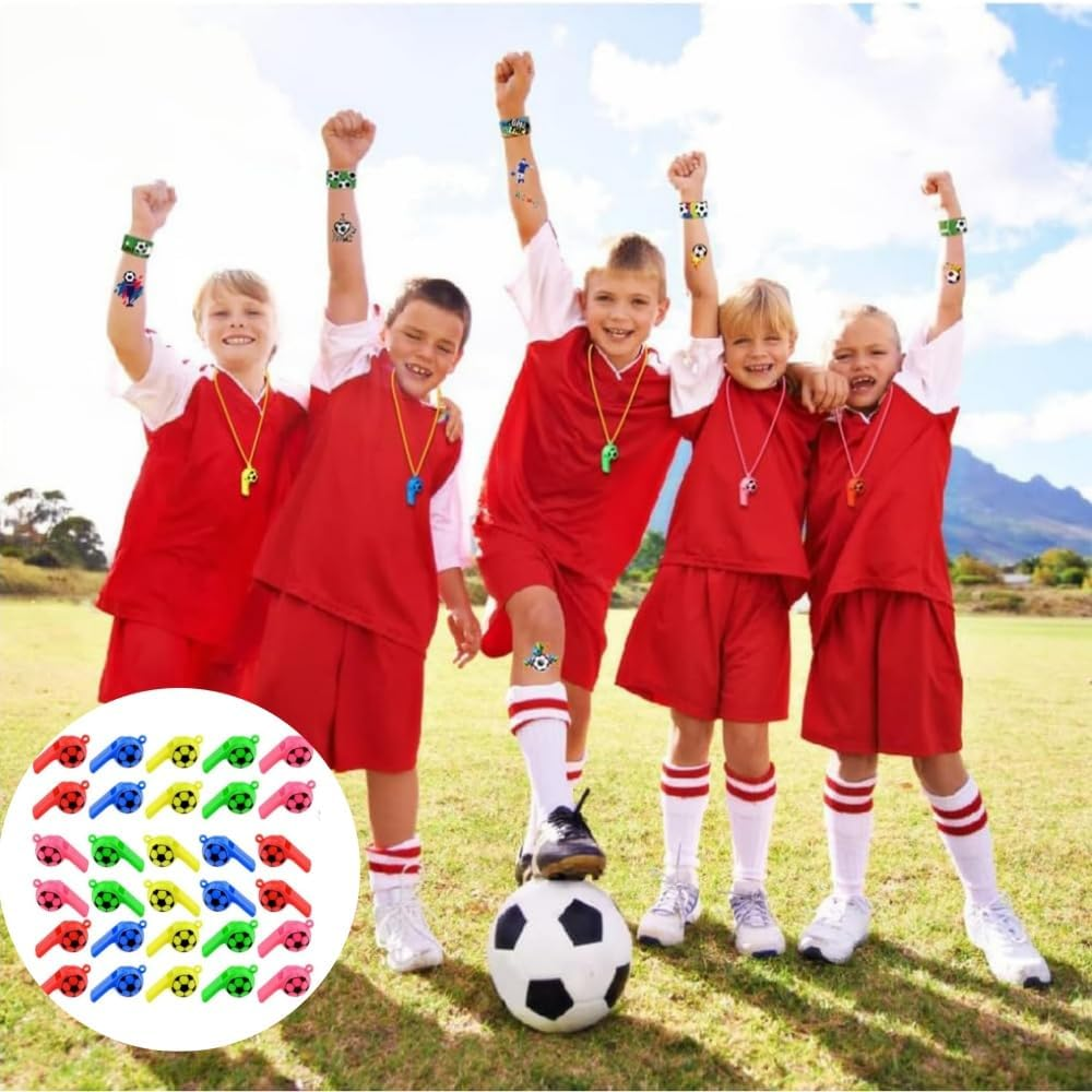 30 Pcs Children'S Whistle with Lanyards, Coaches Referee Whistles, Soccer Pattern Training Sports Whistle, Emergency Safety Whistle, Whistles for Coache, Referee, Teacher image number 5