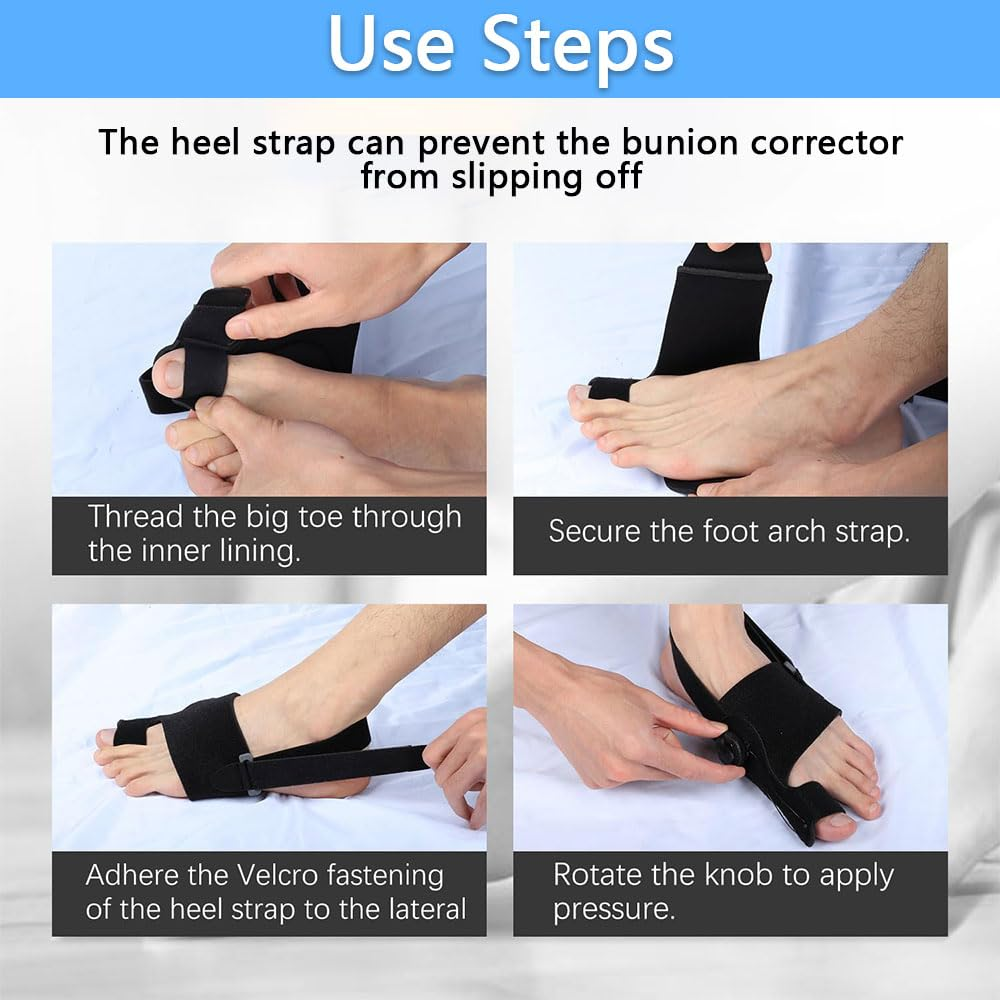 Bunion Corrector for Women & Men &ndash; Adjustable Orthopedic Big Toe Splint for Hallux Valgus Pain Relief, Toe Separator for Day & Night Support, Fits Left or Right Foot(Right)