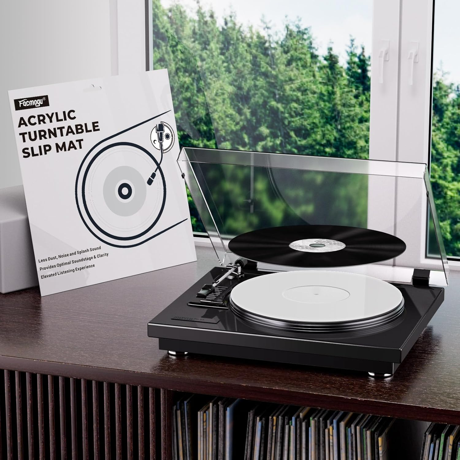 Facmogu 3Mm White Acrylic Turntable Slipmat, 12In Vinyl Record Player Mats, Antistatic & anti Vibration Record Platter Slip-Mat, Phonograph LP Record Mat, Reduce Noise & Tighter Bass Quality Slipmat image number 6