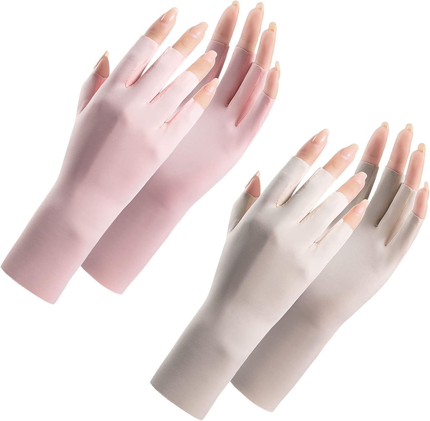 Women Fingerless Gloves Summer UV Protection Gloves Cool Ice Silk Gloves Sun Block Driving Gloves Unisex