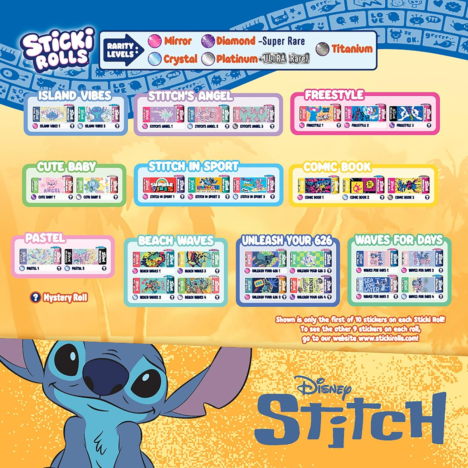 Sticki Rolls Stitch Pendant Pack, Wearable Sticker Jewellery, Collectable Toys, Disney Stitch image number 6