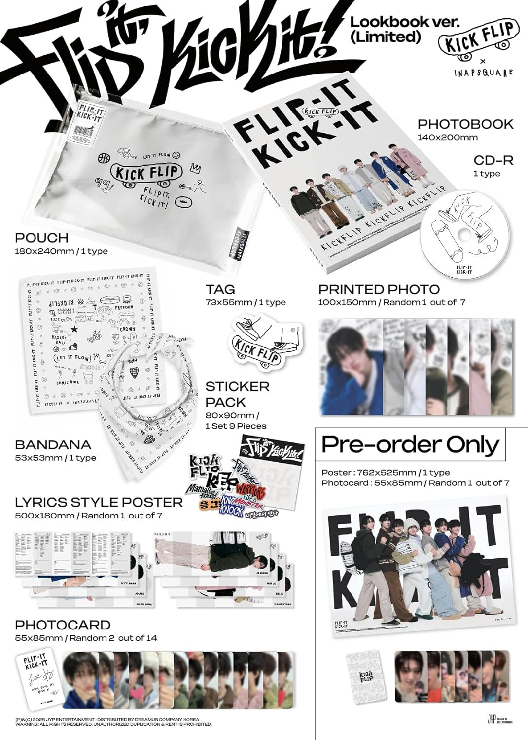 Kickflip Flip It, Kick It! 1St Mini Album with Tracking Sealed (Full Set(Standard+Digipack+Limited+Nemo)) image number 1