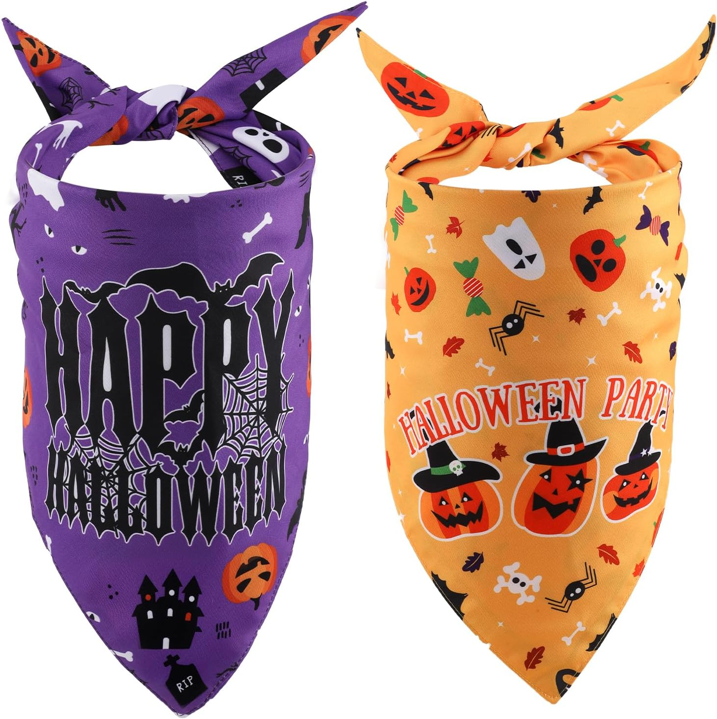 2Pcs Halloween Dog Bandanas, 2 Colors Halloween Triangle Dog Scarf Double-Sided Reversible Puppy Bandana Pet Halloween Costume Triangle Bibs for Small Medium Dogs image number 4