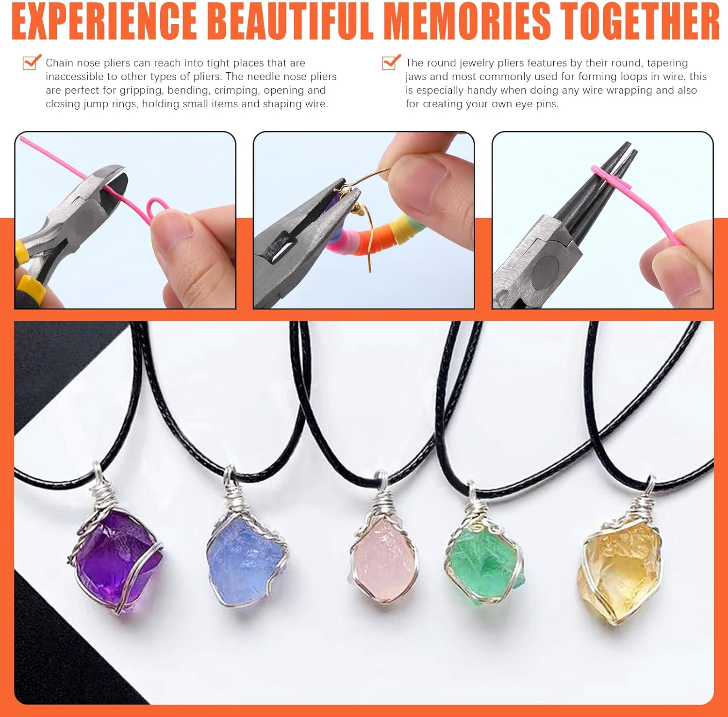 Tanstic 958Pcs Jewelry Making Supplies Kit, Jewelry Making Kit with Jewelry Making Tools, Jewelry Pliers, Wires, Jump Rings Findings and Storage Bag for Jewelry Repair and Beading image number 5