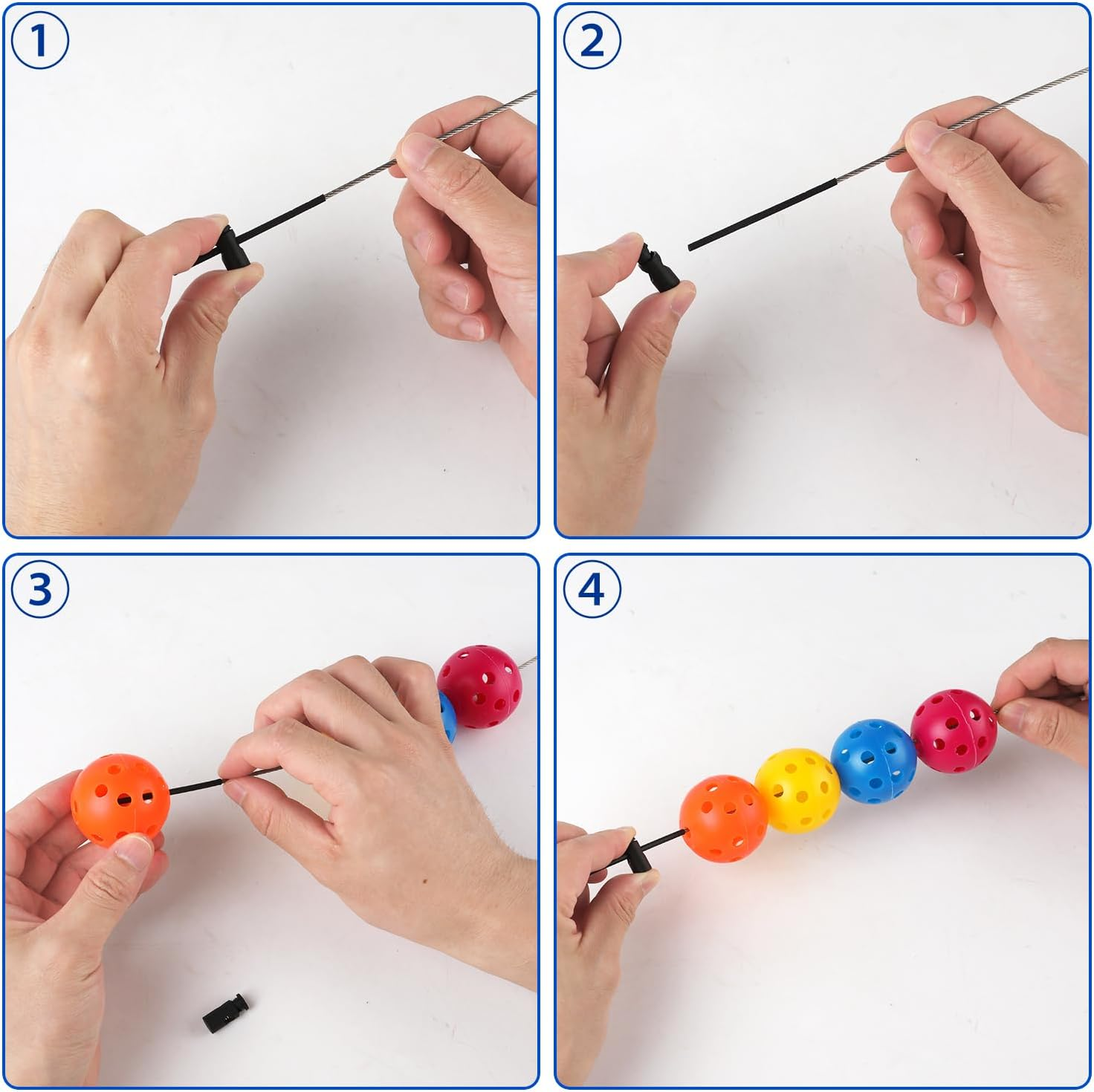 PEUTIER Pickleball Ball Stringer Cable Chord, 23 Inch Length Pickeball Rope Pickleball Accessories for Pickleball Storage