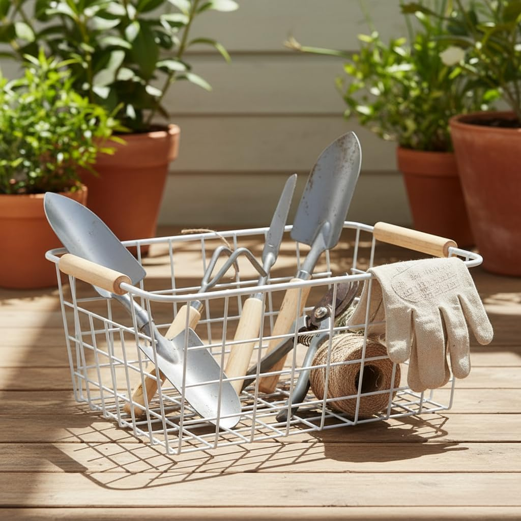 ZRAZ Kitchen Wire Baskets Farmhouse Decor Metal Wire Food Storage Organizer, Household Refrigerator Bin with Built-In Handles for Cabinets, Pantry, Bathroom, Laundry Room, Garage,Set of 4 (White) image number 4