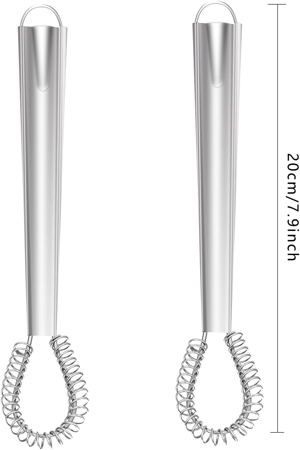 2PCS Stainless Steel Mini Whisk with Heat Resistant Silicone - Small Egg Beater, Manual Hand Whisker, Spring Coil Wire Blender for Kitchen, Coffee, Sauce, Milk, Cooking, Baking, Beating image number 5