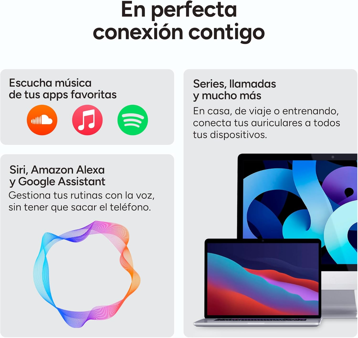 KSIX Orion 2 Wireless Headphones, TWS, ENC Noise Cancellation, Dual Microphone, Touch Control, Voice Assistant, Calls, USB-C Charging Case, Autonomy 6 Hours + 18 Hours, IPX4, White image number 5