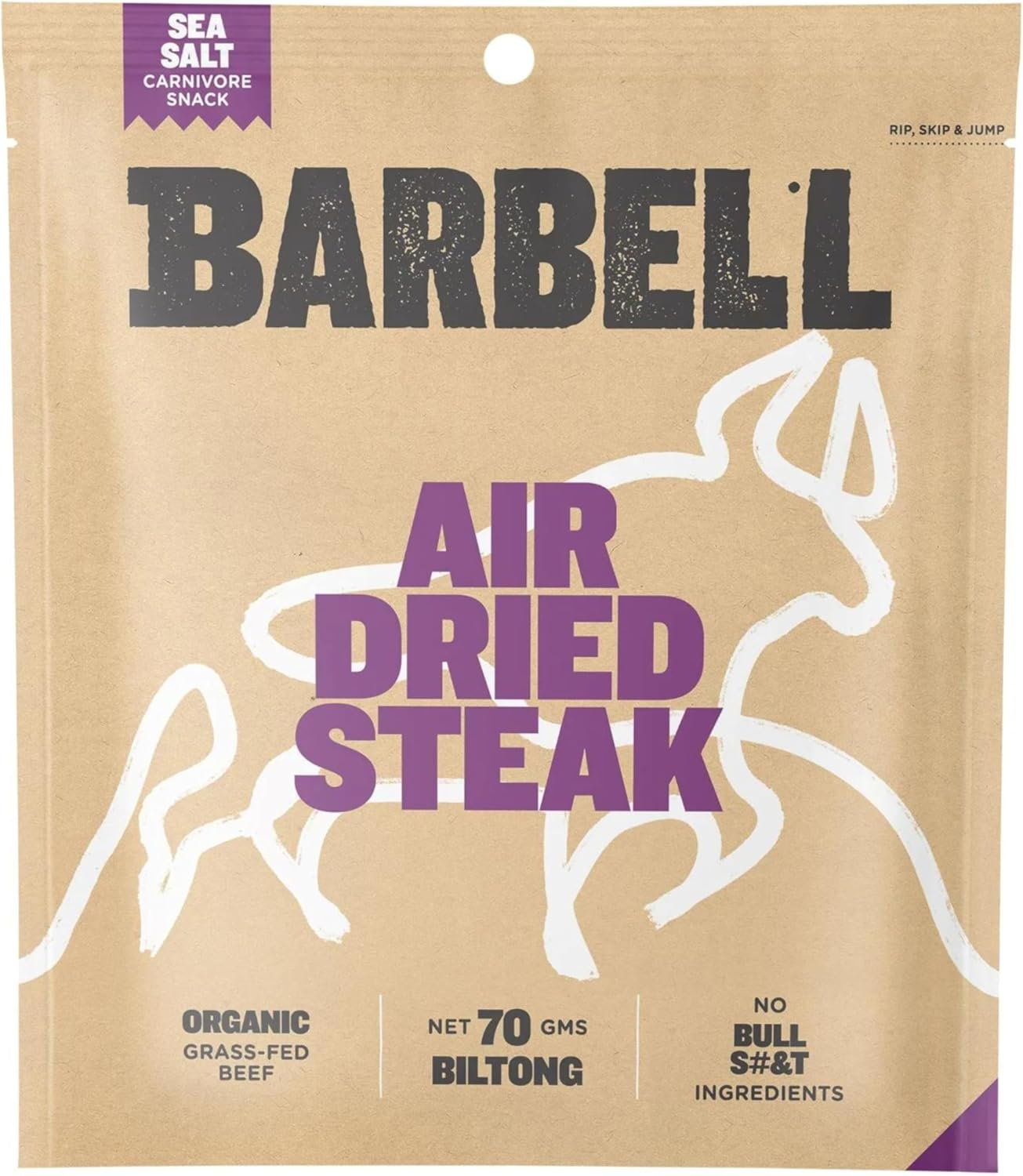 Barbell Biltong Air Dried Steak, Sample Pack, 3X70G Bags (Classic, Chilli & Sea Salt), Grass-Fed Beef, High Protein Meat Snack image number 1