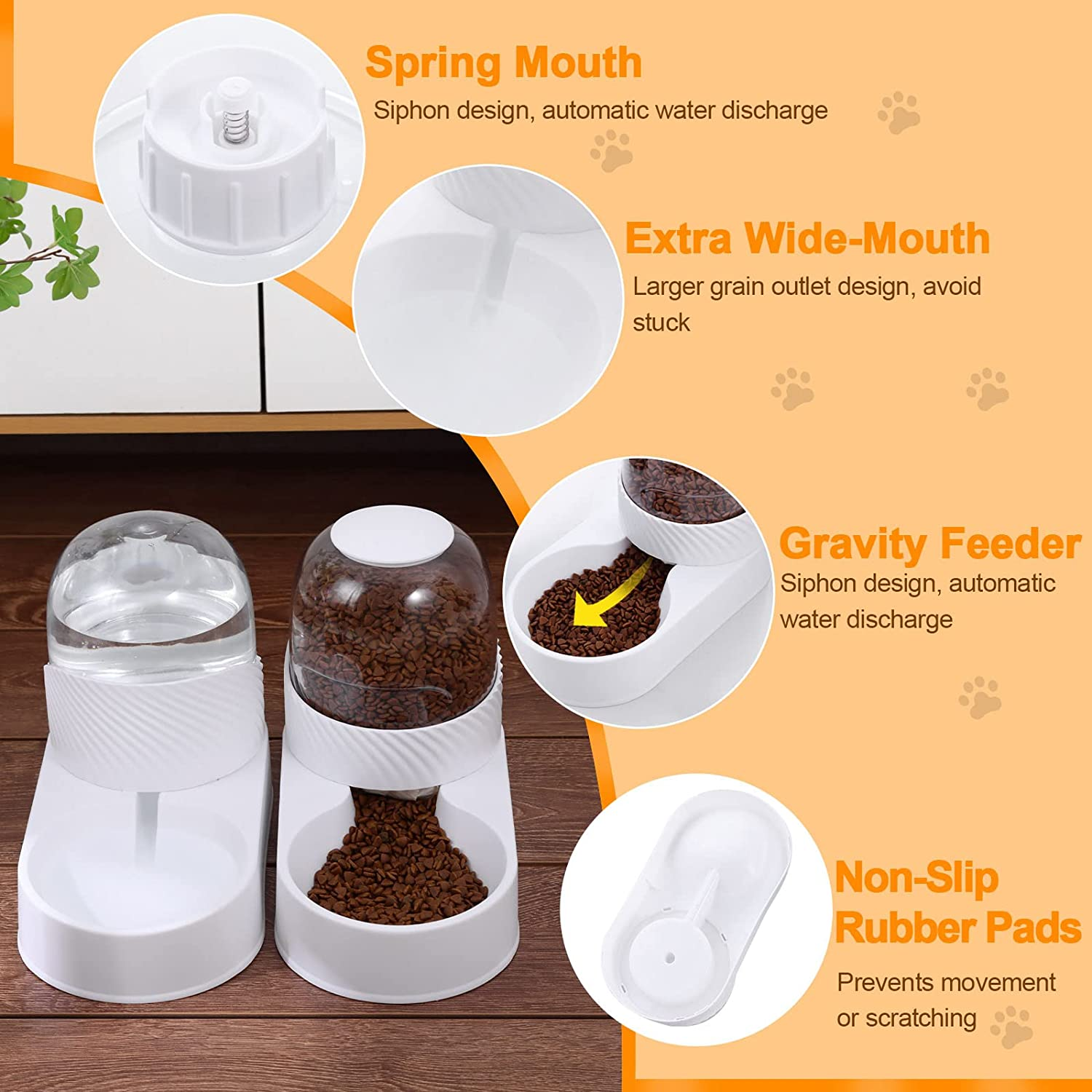 Automatic Dog Cat Feeder and Water Dispenser Set,Gravity Dog Feeder and Waterer Set with Pet Food Bowl, 4L Capacity Cat Food Dispenser and Water Dispenser,Self Feeding Station for Dogs Cats image number 3