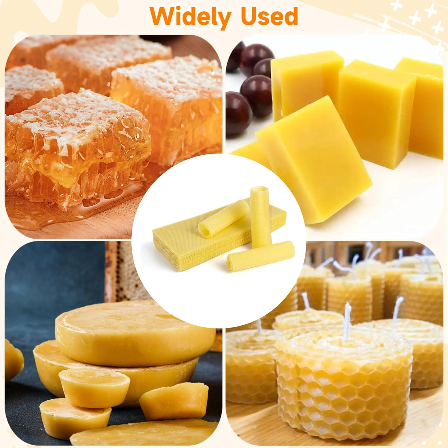 60-Pack Beeswax Sheets, 16-1/3 Inch X 7-2/3 Inch,Beehive Wax Foundation, Beeswax Foundation Sheet, Beeswax for Candle Making Beekeeping image number 6