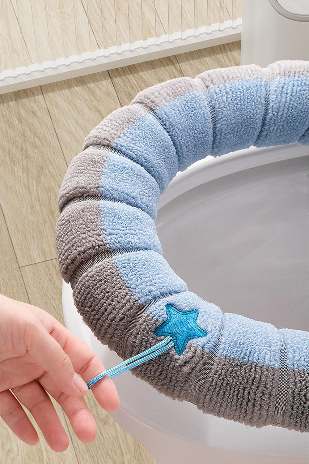 Toilet Seat Cover Pad with Handle 4PCS, Thicker Stretchable Washable Fits All Oval Toilet Seats image number 2