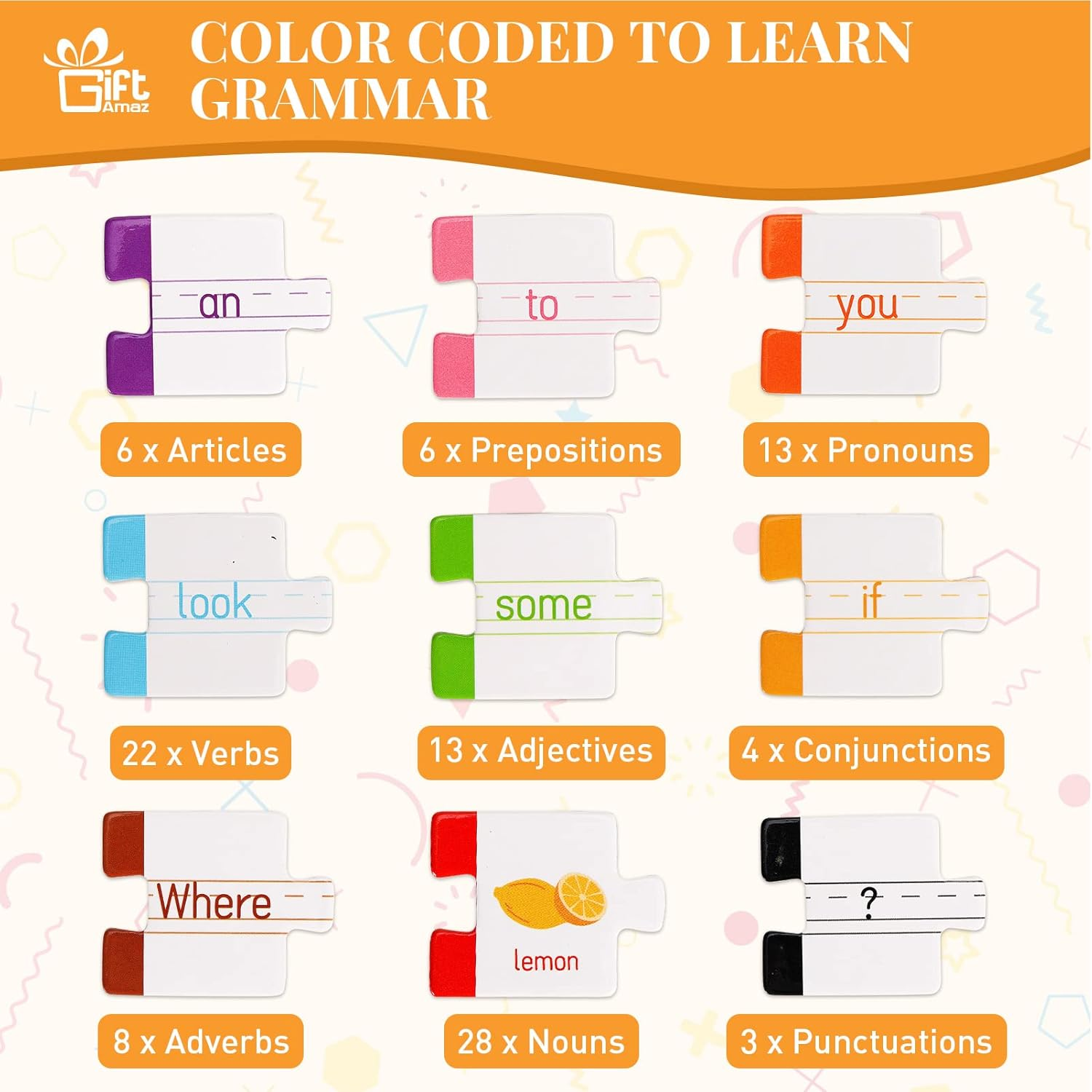 Giftamaz 145 PCS Sentence Building for Kids, Sight Word Games Puzzle, Special Education Classroom Must Haves, Montessori Grammar Reading Game, Speech Therapy Cardboard Birthday Toys for Kindergarten image number 4