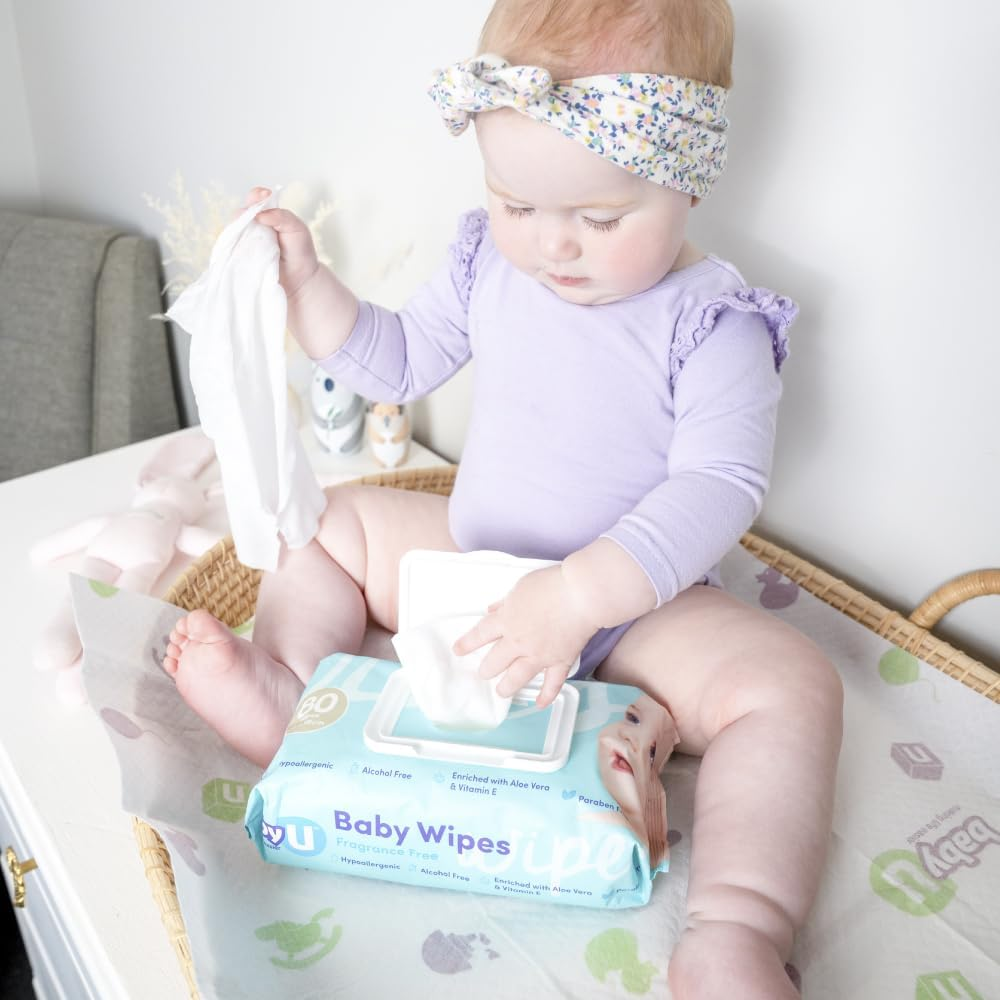 Babyu Nappy Change Essentials Bundle 2 - Fragrance Free Wipes, Scented Nappy Bags & Dispoable Change Mats