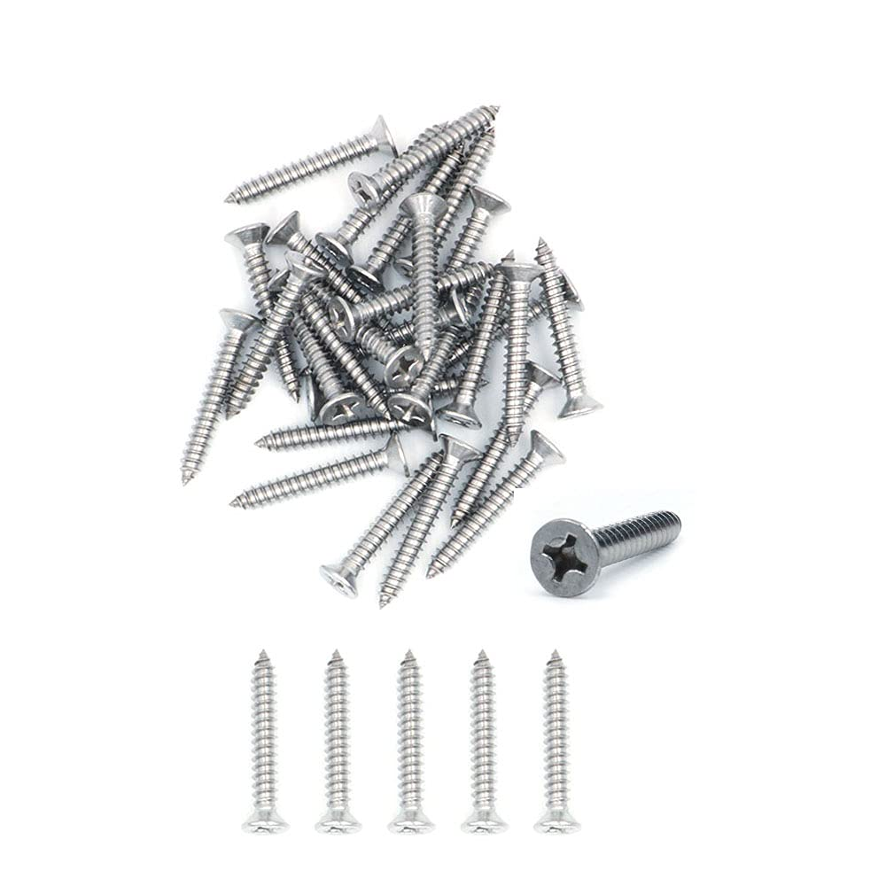 300X NUZAMAS 10G*38 304 Stainless Steel Self-Tapping Screws Cross Flat Countersunk Head Screw Miniature Screw Wood Screw Self-Tapping Screws and Wood Screw(St4.8 * 38) image number 1