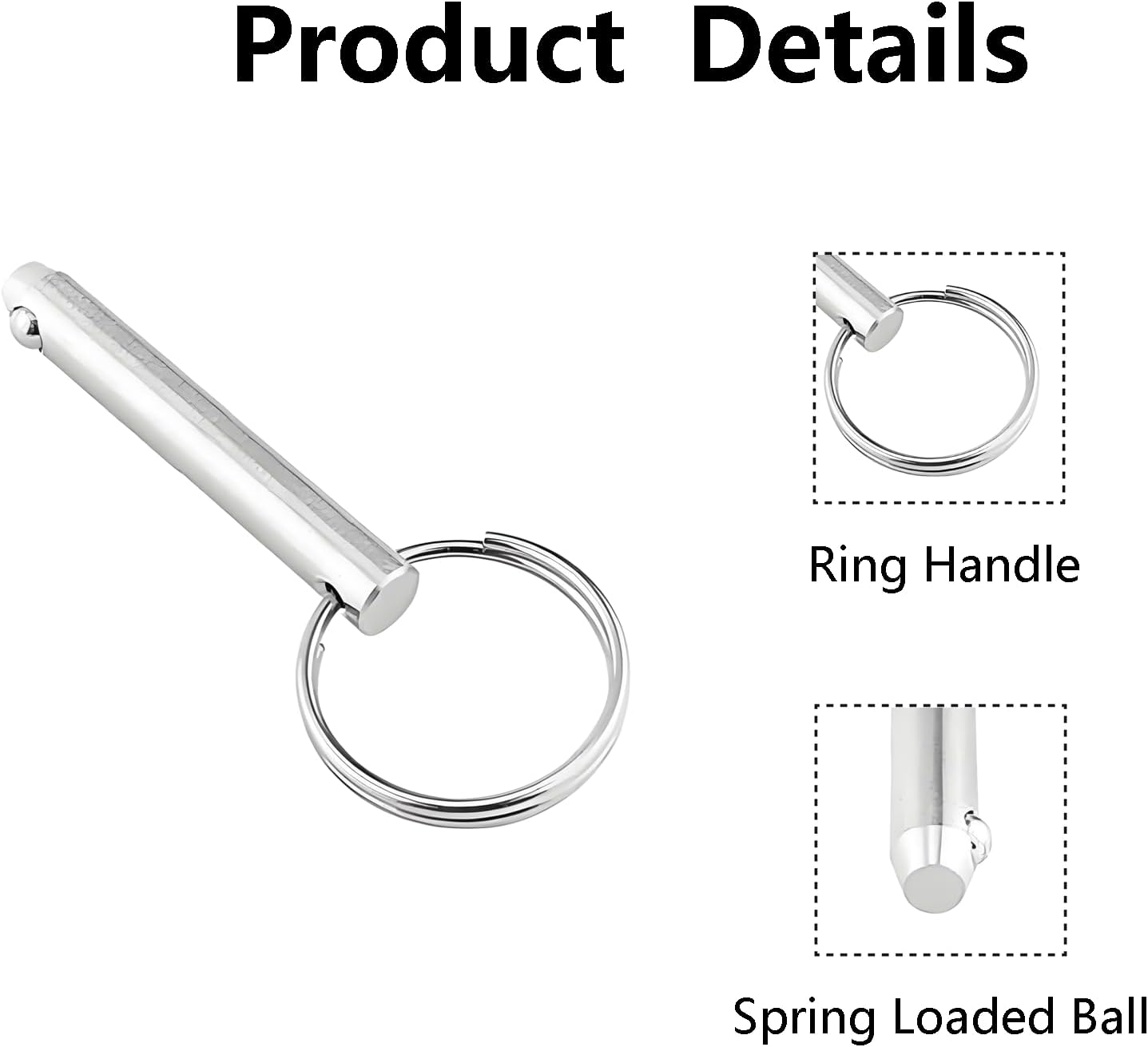 4 Pcs Stainless Steel Quick Release Pin with Spring Loaded Ball End Circle Ring Stainless Steel, Bimini Tops for Boats Accessories (10X65Mm) image number 2