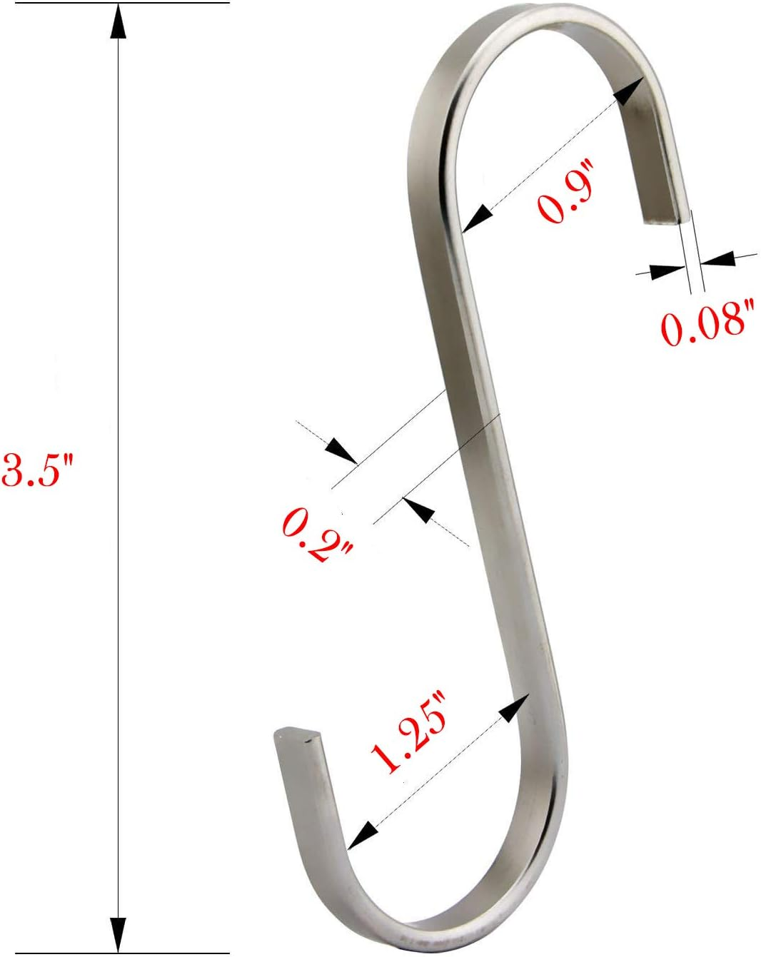 Flat S Hooks Stainless Steel S Shaped Hanging Hooks for Kitchen, Bathroom, Bedroom and Office 15 Pack/Large(3.5") image number 2