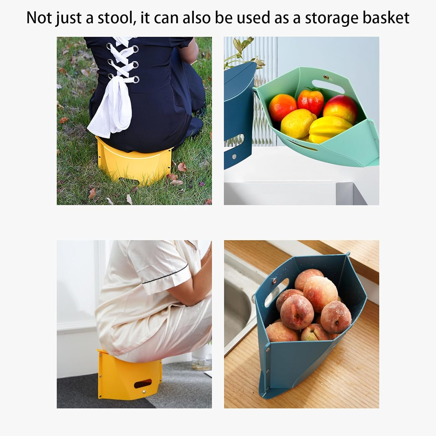 2Pcs Card Folding Stool，Portable Outdoor Travel Stool and Hand Carry Basket, Portable Folding Compact Stool Seat for Camping, Fishing, Gardening, Outdoor, Travel and Beach,With Tote Bag,Barbecue image number 5