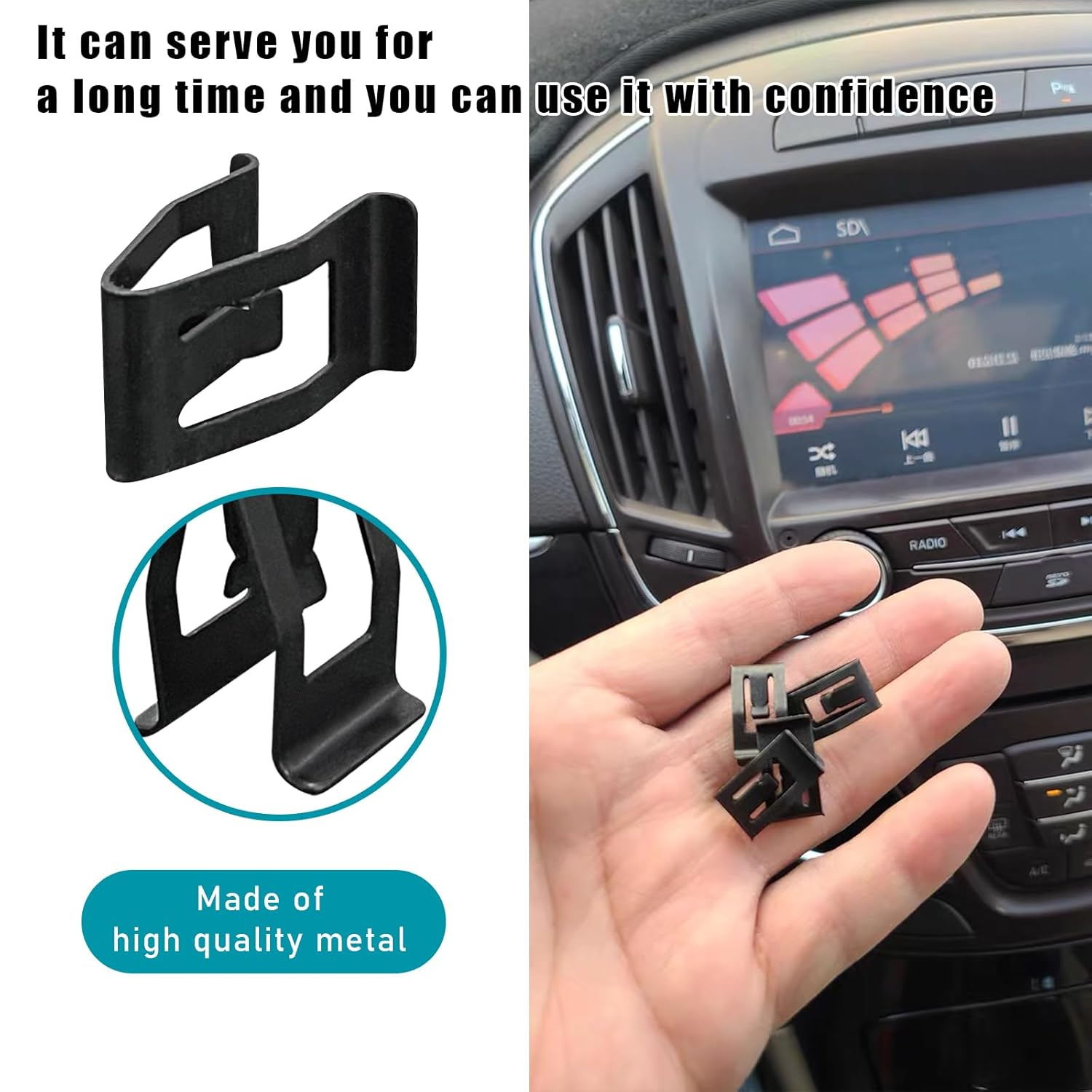 Augeny 20 PCS Dashboard Trim Clips, Metal Car Front Console Dash Retainer, Universal Automotive Dashboard Trim Clip, Vehicle Interior Clip Fasteners Replacement for Most Cars image number 3