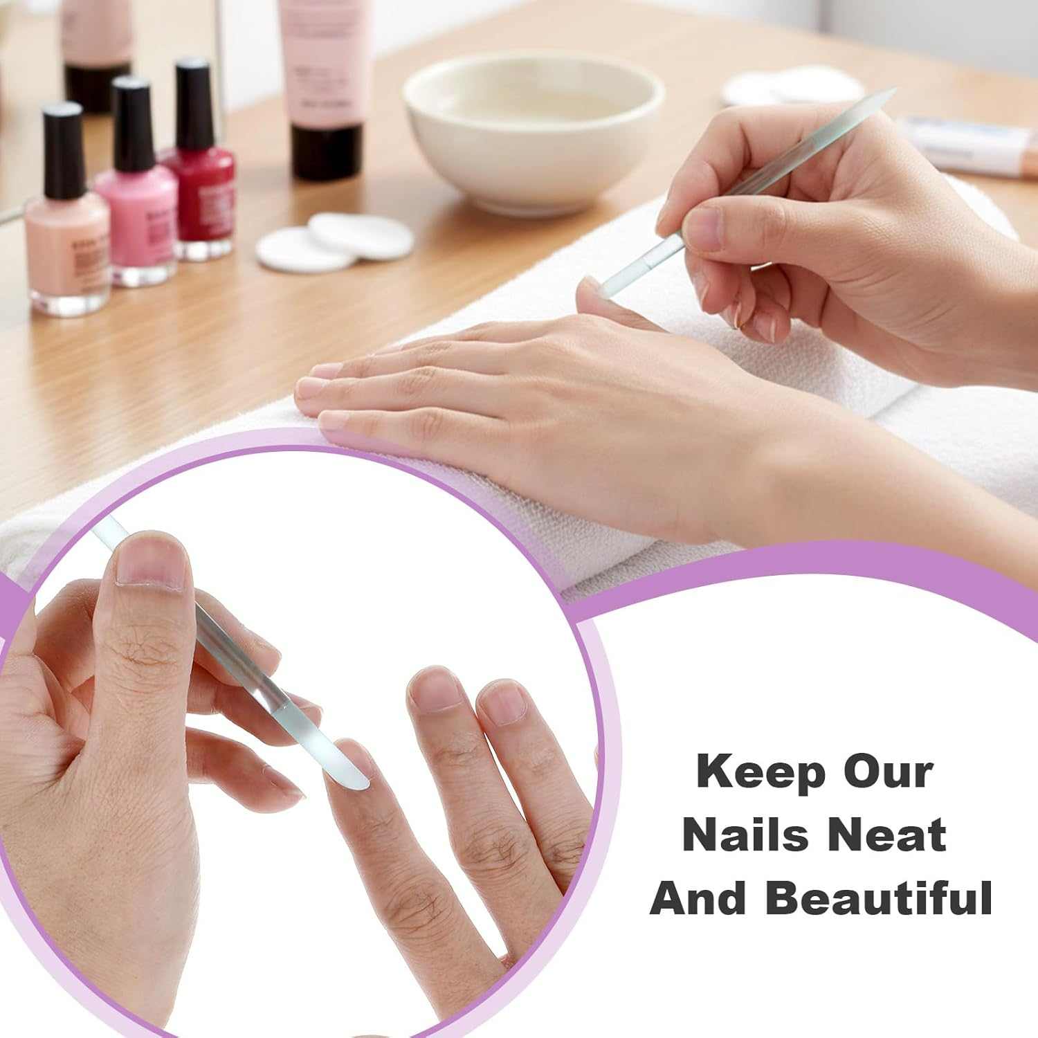 4PCS Glass Cuticle Pusher Tool, Dual-Ended Manicure Stick, Crystal Glass Nail File Women Professional Precision Filing Cuticle Remover Tools for Natural Nails & Cuticles Care (Purple Green Blue Pink) image number 2