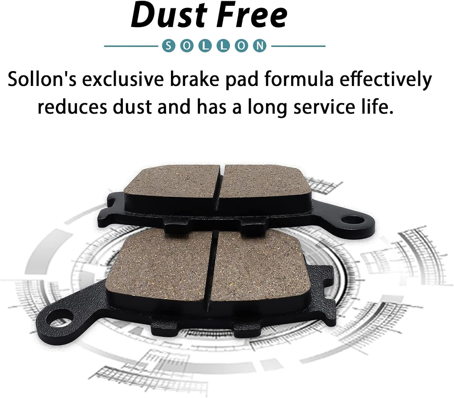 SOLLON Front and Rear Brake Pads for Kawasaki 650 Z650 ER 650 2017-2020 Z750 ZR 750 2007-2011 KLE650 Versys 650 2016-2020 for Honda 600 CB600F Hornet 1998-2006 CB600 Hornet S 2000-2004 CB750 1992-2002 image number 4