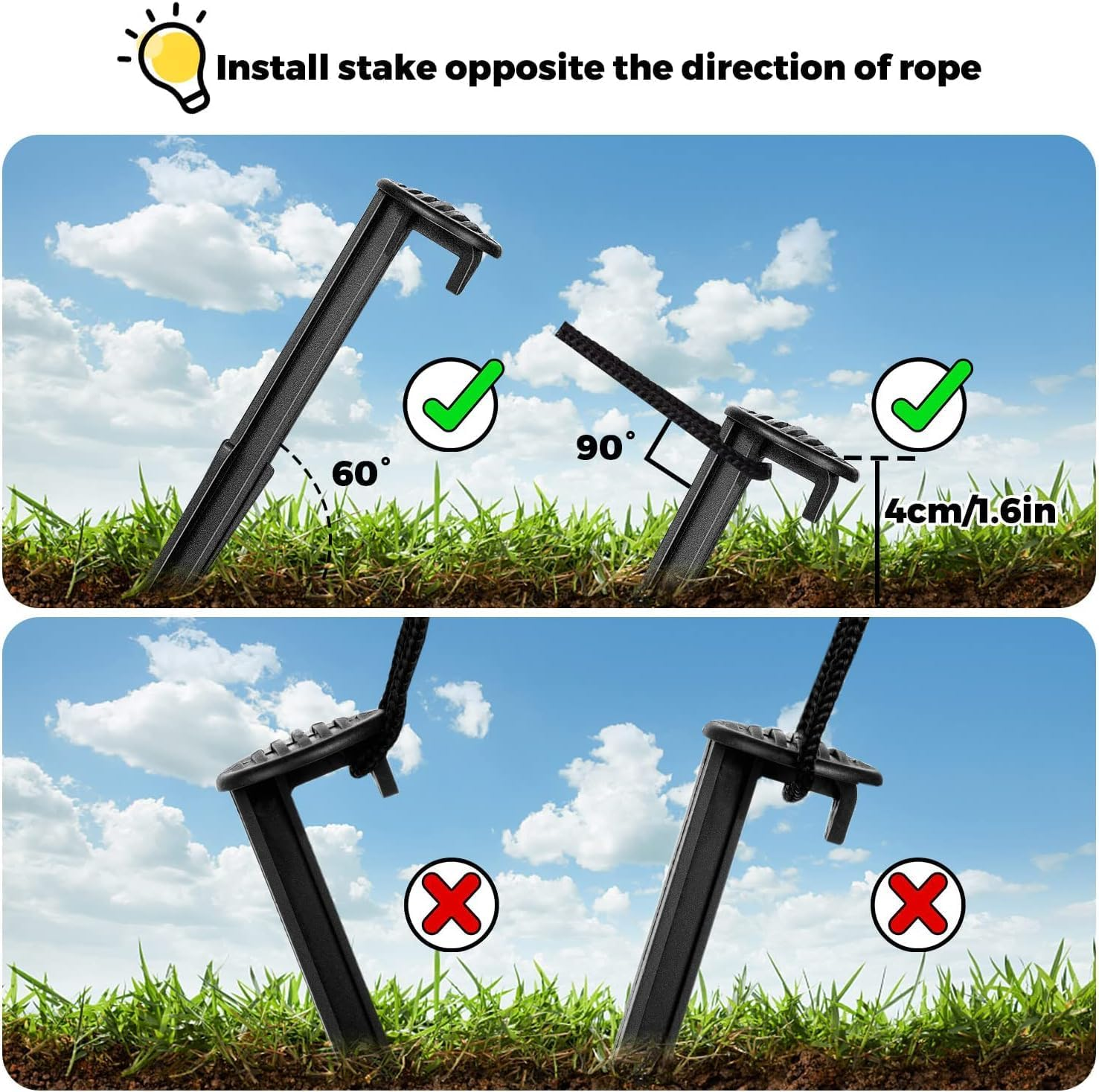 66 Pieces Inflatable Stakes and Tethers, Holiday Landscape Anchoring Stake Pack, Plastic Inflatable Spikes, Replacement Ground Stakes, Holiday Inflatable Decoration Accessories for Outdoor Garden image number 5