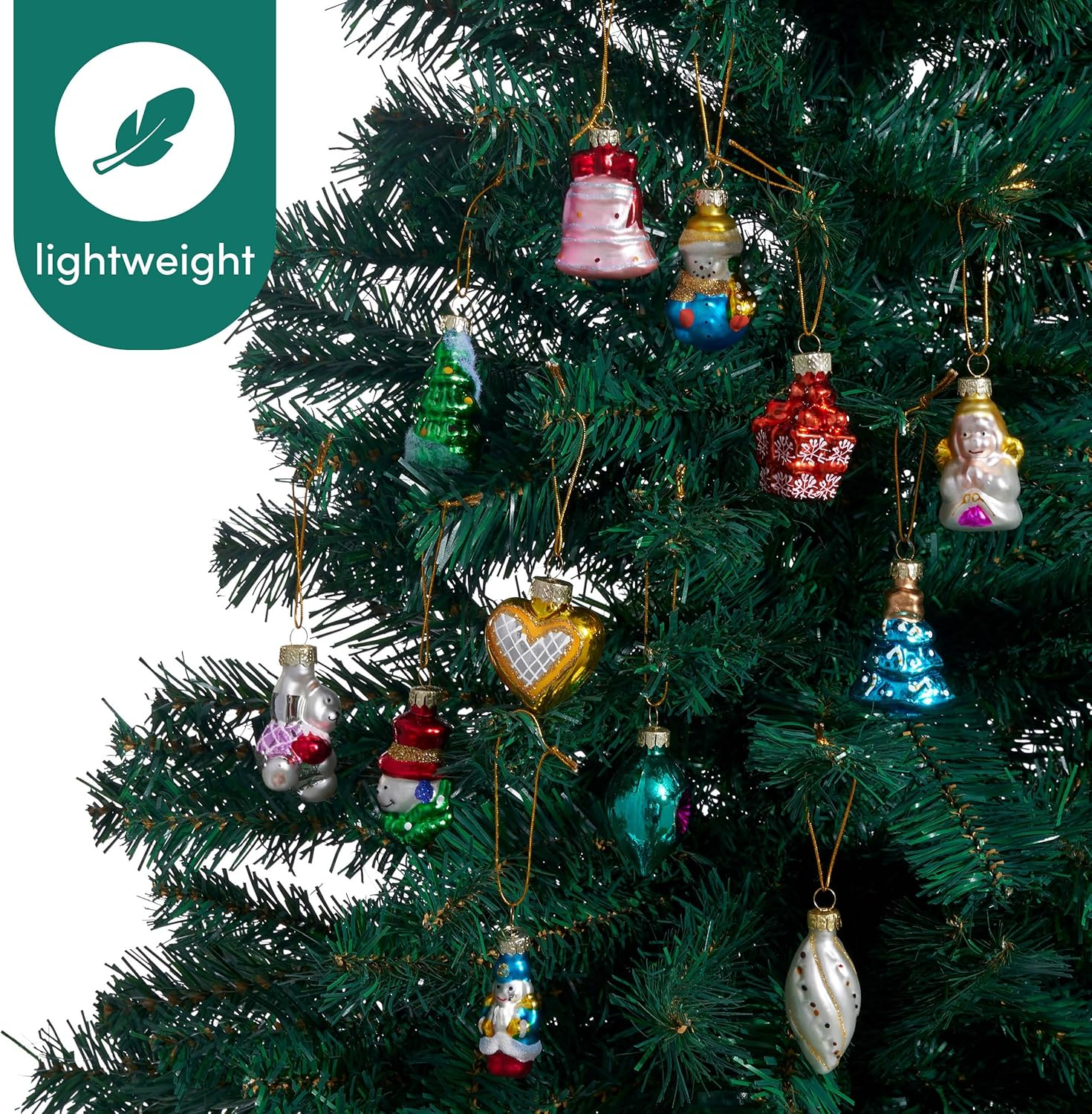 The TWIDDLERS - 12 Christmas Mini Glass Baubles, Xmas Tree Ornament Hanging Decorations image number 2