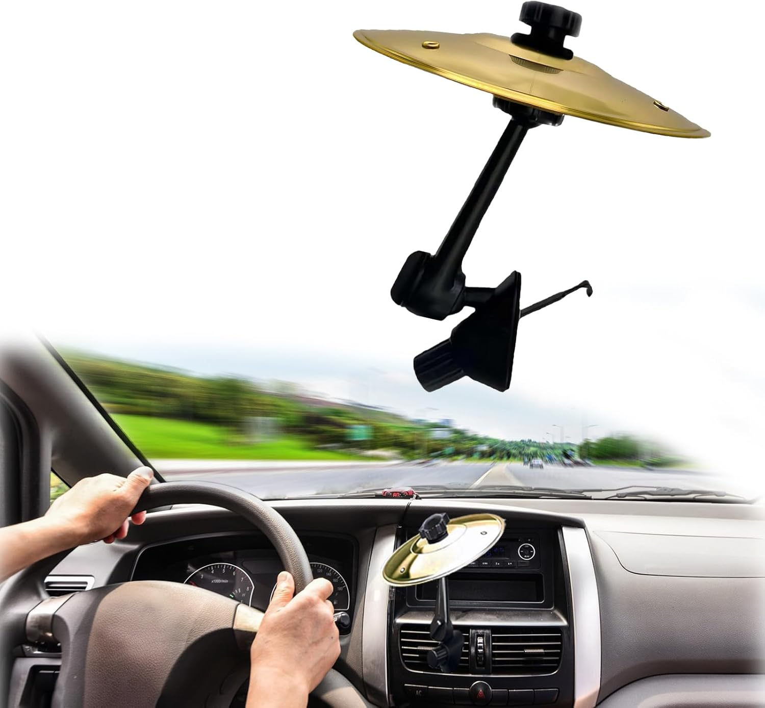 Mini Drum Crash Cymbal for Car Vent (2025 New) - Clip-On Gold Air Vent Accessory, Universal Fit All Vehicles, Gift for Music Lovers image number 4