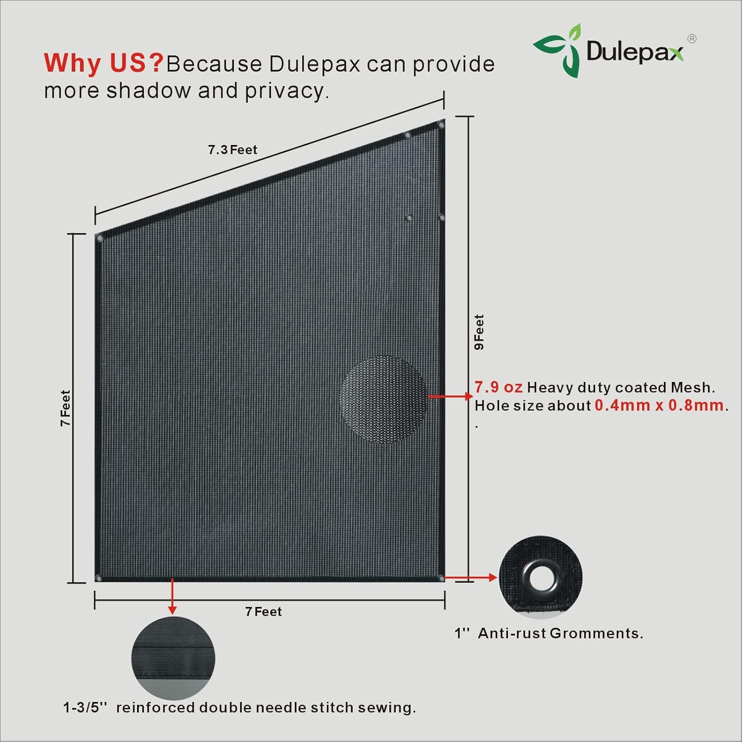 Dulepax RV Awning Side Shade- 9'X7' -Second Generation RV Awning Side Shade Screen Significantly Improves Shadew and Privacy.Universal RV Awning Shade Screen with Complete Kits. image number 1