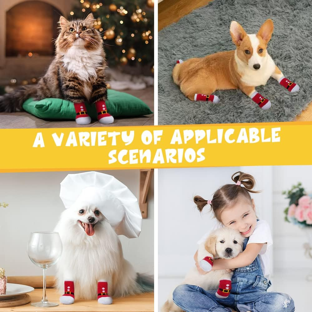 AUAUY anti Slip Dog Socks, Pet Paw Protector, Suitable for Small Medium Dogs and Cats Indoor Outdoor Walking (M-Pink) image number 5