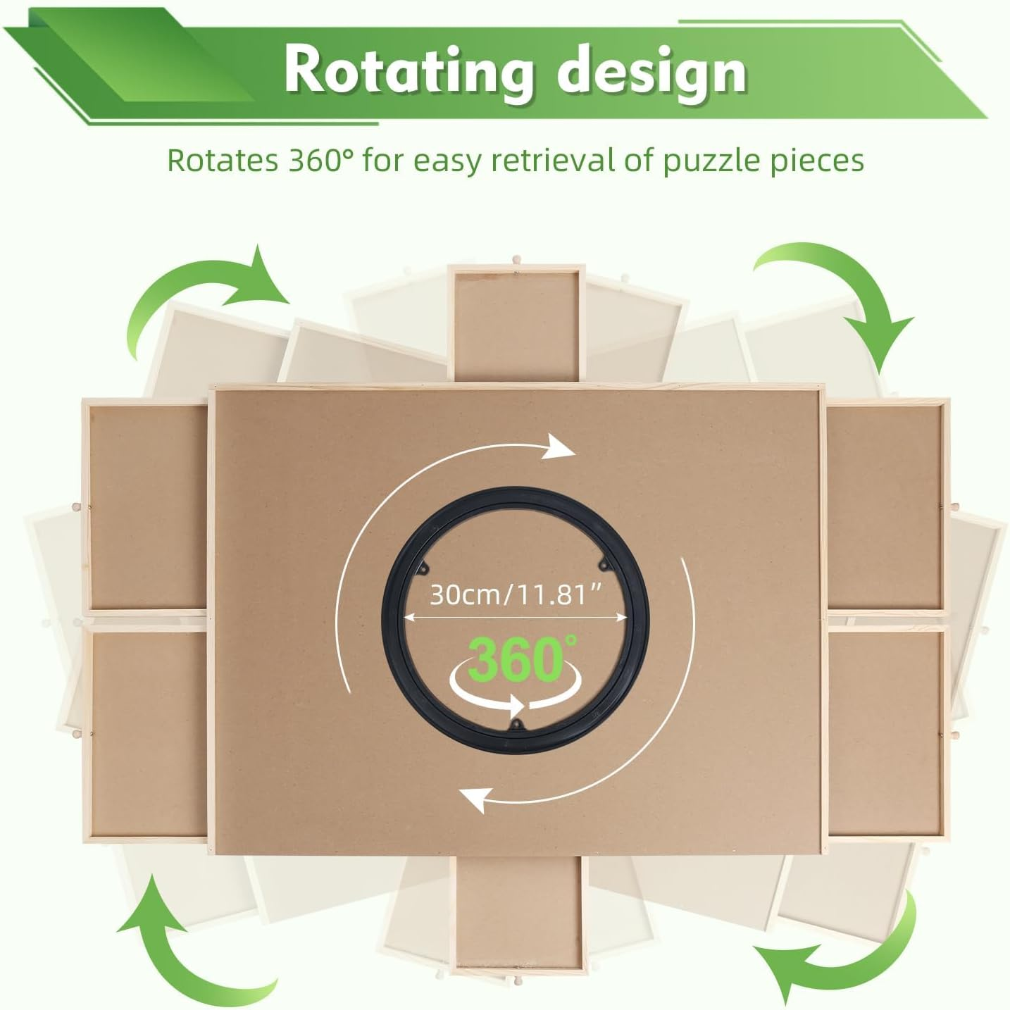 1500 Pieces Wooden Puzzle Board with 6 Drawers, Large Jiasaw Puzzle Board Game Table 360&deg; Rotating for Adults Kids Playing Puzzle Game, Jigsaw Puzzle Board with Puzzle Tray for Organizing Sorting