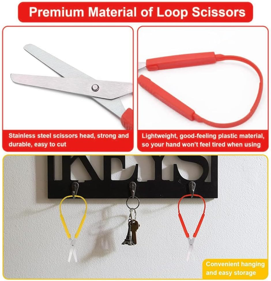 Isuperb 6 Pack Loop Scissors Grip Scissor for Kids, Teens and Adults, Easy Grip, Easy Opening, Adapted Scissors for Special Needs (6 Pack Loop Scissors) image number 1