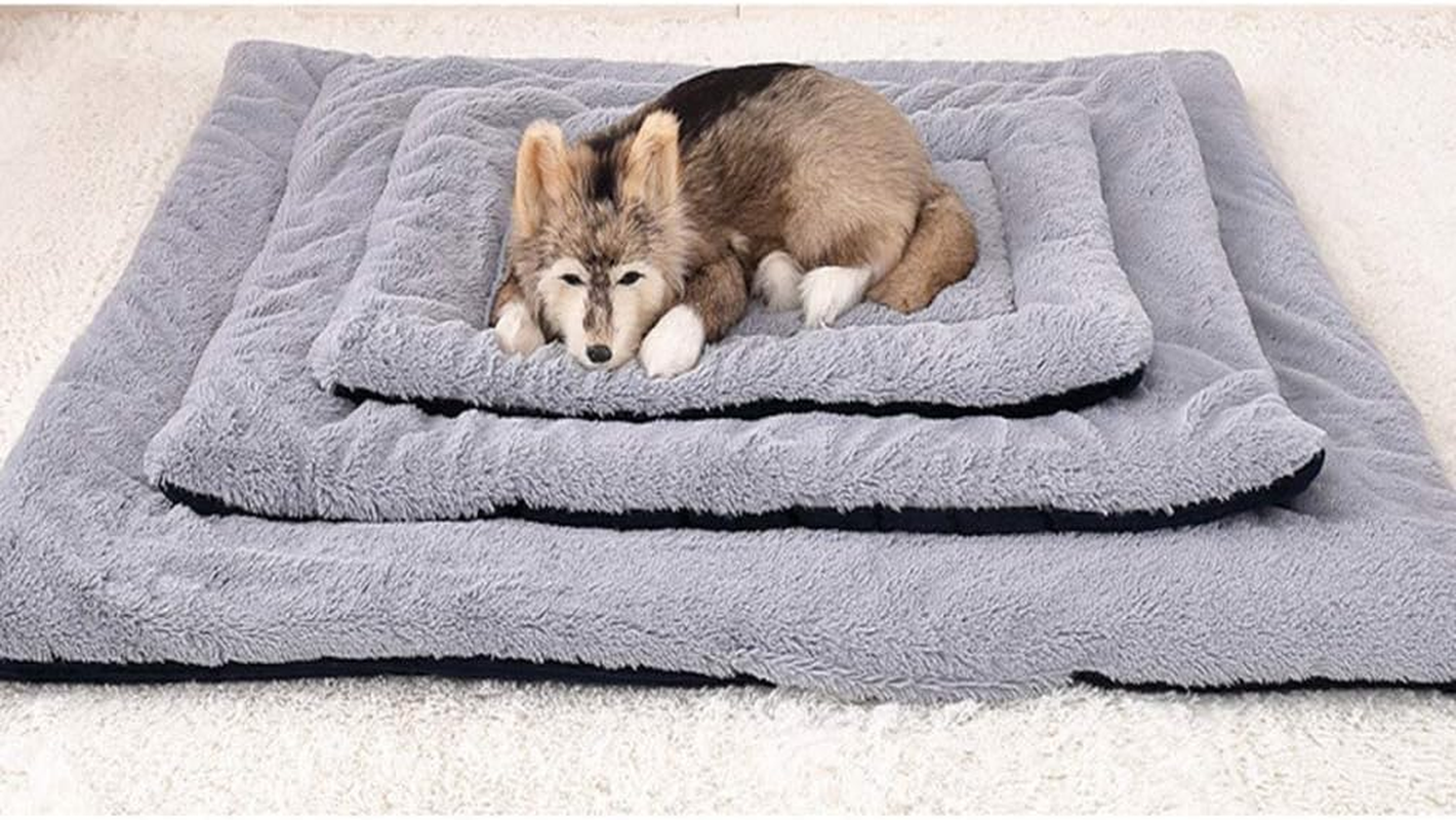 Vejaoo Dog Bed Mat Washable Cat Cushion Soft Premium Plush Dogs Mattress Sofa Dual Purpose Clearance for Small/Medium/Large Dog XZ014 (S(60 * 45CM), Wick Dark Blue) image number 3
