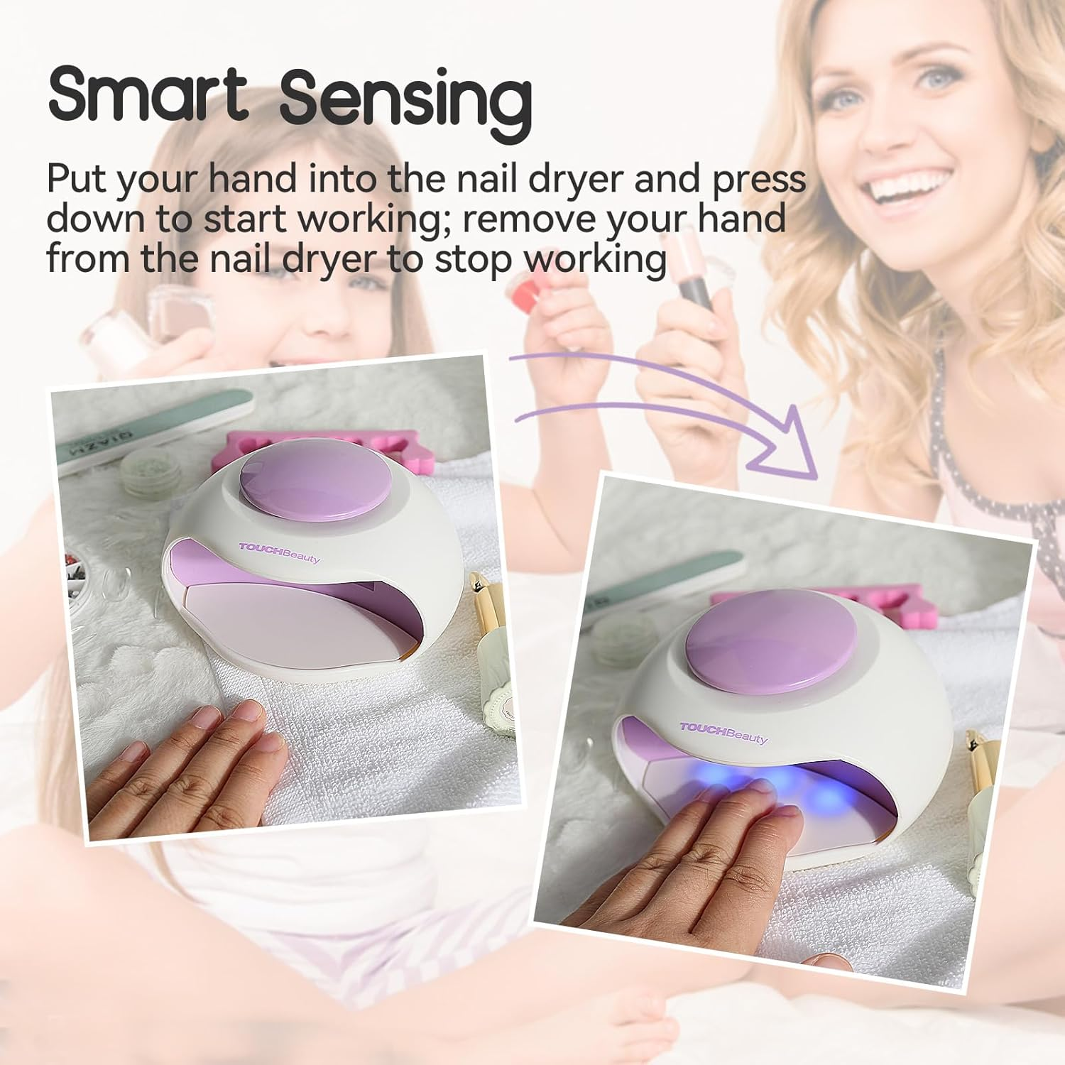 Touchbeauty Portable Mini-Sized Nail Dryer with Air and LED Light for Regular Nail Polish （Not for Gel Nail Polish）Best for Kids TB-0889 image number 2