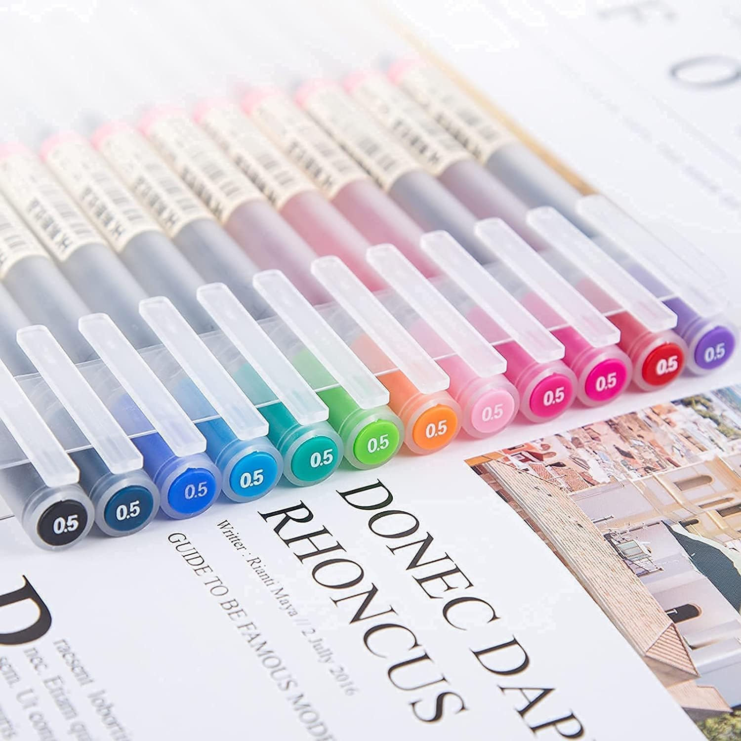 Gel Pens 12 Colors, Ball Point Pens Fine Point, 0.5 Mm Ink Pen, Note Taking Pens for Japanese Korean Office School Stationery Supplies image number 4