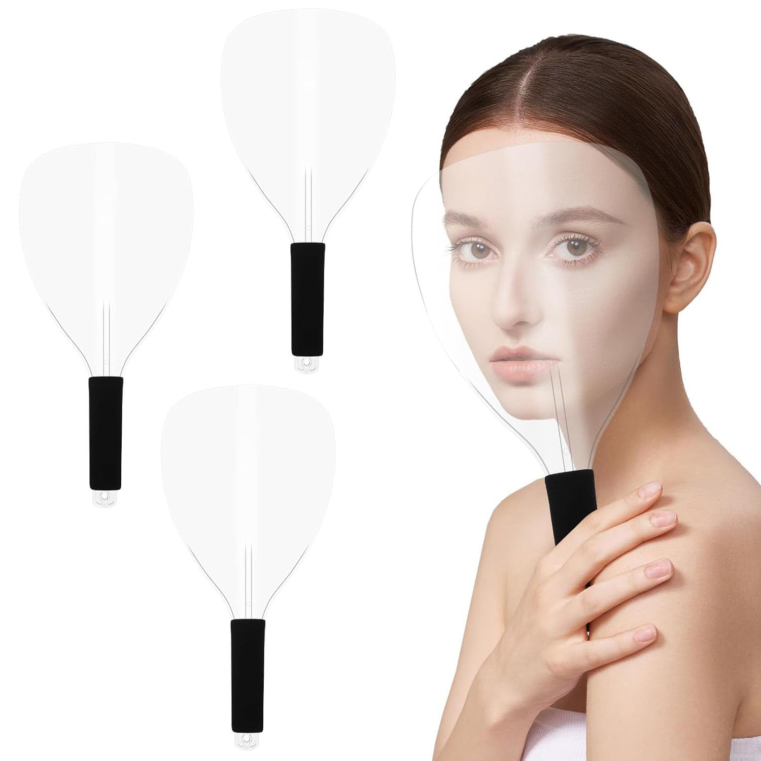 Paifeancodill Face Shield for Hairspray, Plastic Pro Barber Faces Shield, Handheld Hairspray Face Shields, Reusable Faces Protective Cover for Hairdresser Tools Protects Face during Hair Coloring image number 6