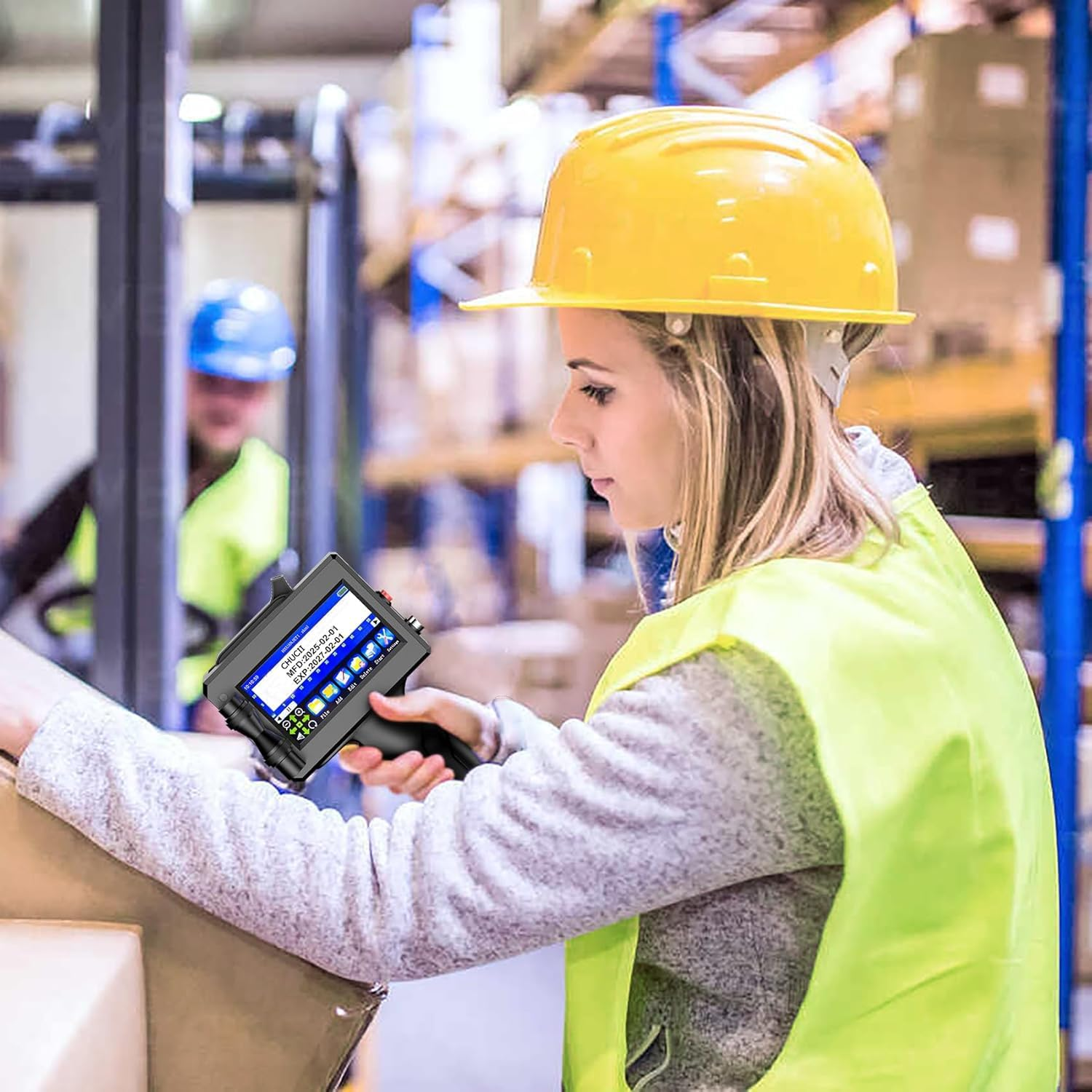 CHUCII Handheld Inkjet Printer, Hand Held Printer with 42Ml Quick-Drying Ink Cartridge, for Text Qrcode Barcode Date Time Logo Batch Number Print on Metal Wood Glass Cloth Carton Plastic image number 2