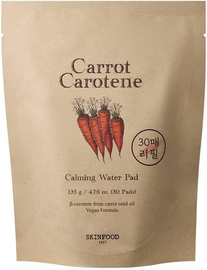 SKINFOOD Toner Pad Refill Cotton, 4.8 Oz (135 G), 30 Sheets (Carrot Carotene Calming Water Pad), Wiping Lotion, Face Wash Instead, Korean Cosmetics image number 5