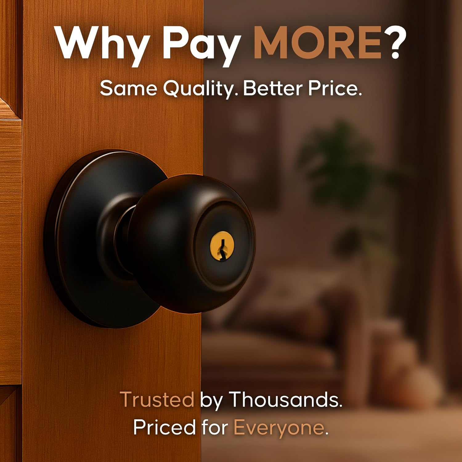 Copper Creek BK2040TB Ball Door Knob, Keyed Entry Function, 1 Pack, in Tuscan Bronze - Antique Nickel image number 7