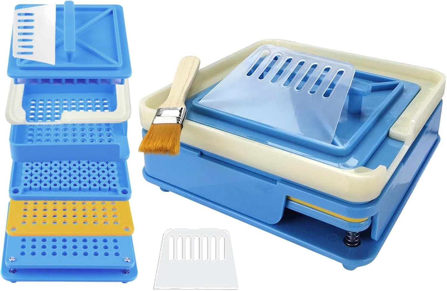 Capsule Filling Machine, 100 Holes Manual Filling Tray Kit, for Size 0 Gelatin Veggie Capsules for Vitamins, Herbs & Supplements Holes, (0#Cyan)