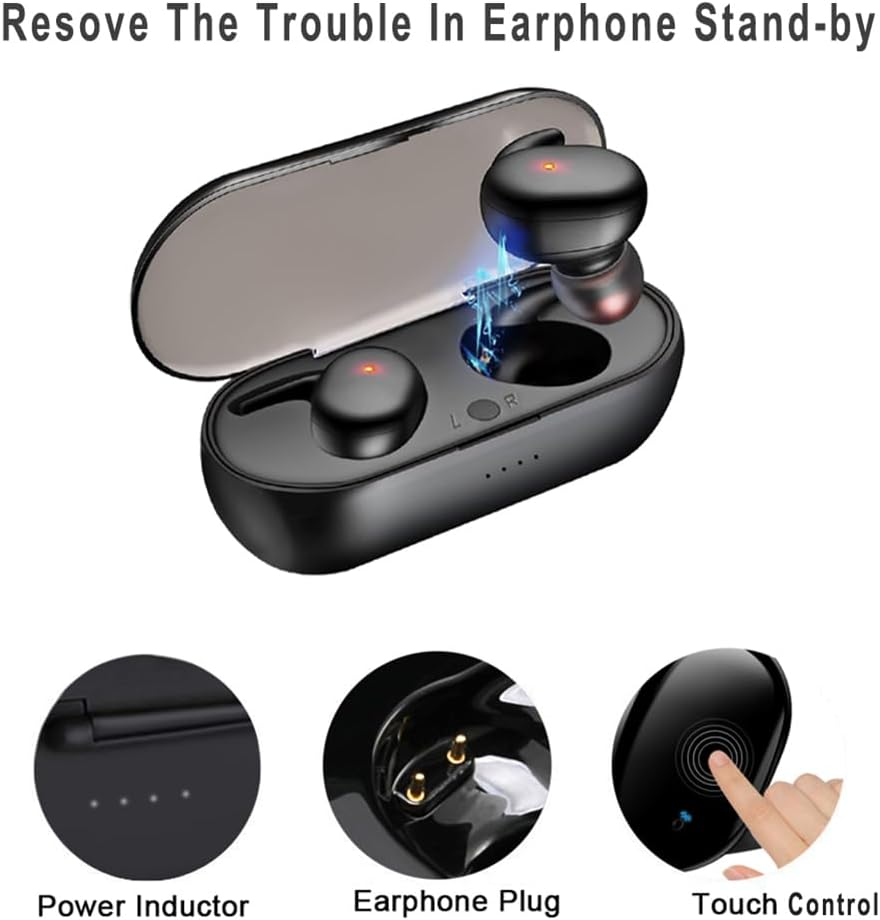 Touch Control Earbuds - 5.0 Wireless In-Ear Headphones | Androiid Audio Buds | Wireless Stereo Headsets | Ipx5 Waterproof Stereo Bass Boosted Earphones for Sports, Gamiing and Running image number 1