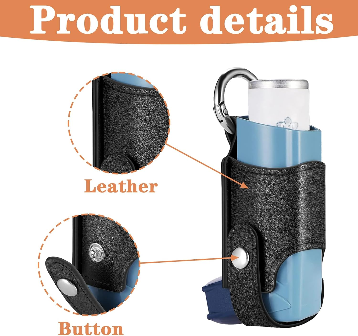 ZPLASK 2PCS Inhaler Case, Mini Keychain Inhaler Holder, Asthma Inhaler Case, Carrying Portable Inhaler Bag Leather Protective for Hiking Daily Use Outdoor and Travel (Black Bolwn)