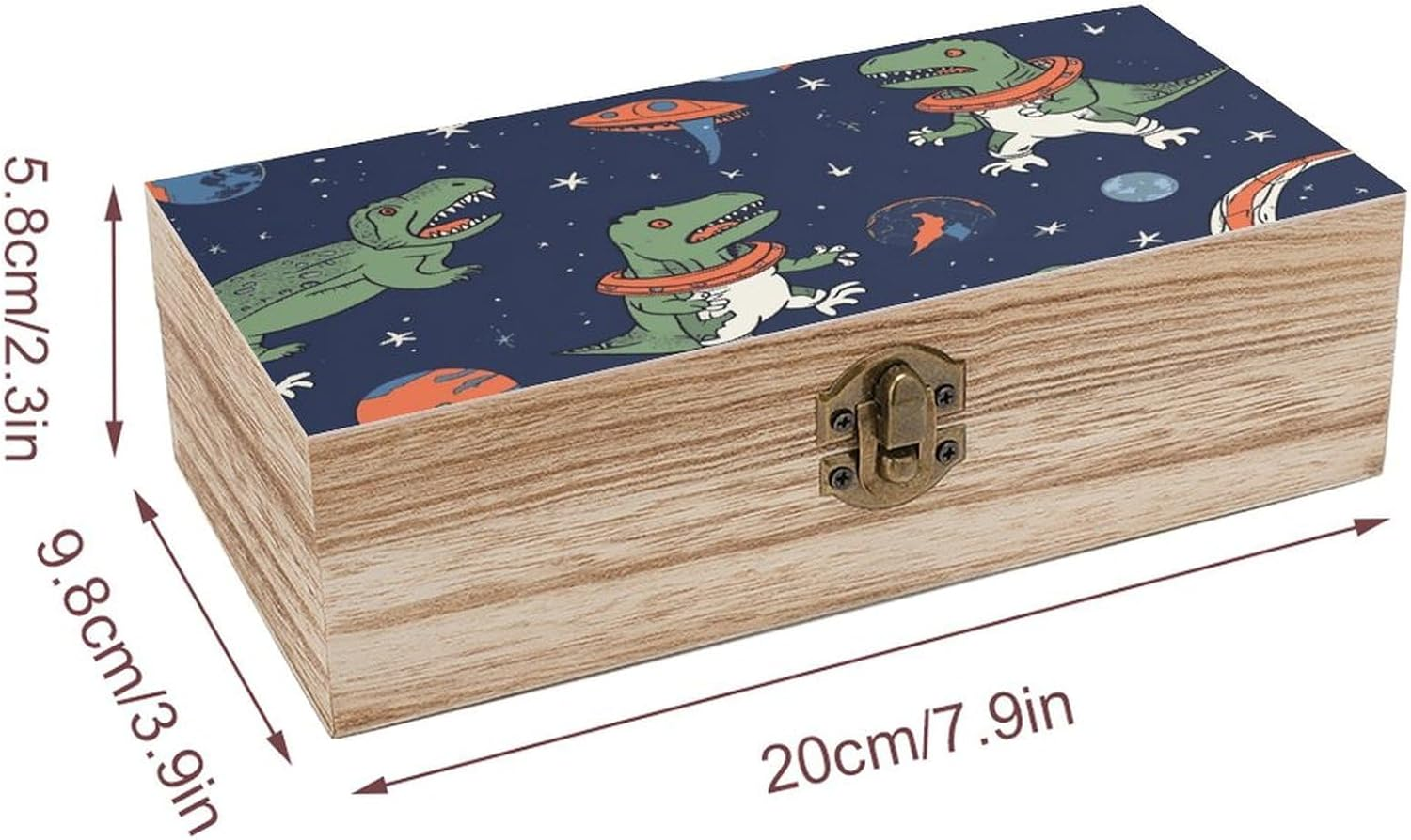 Dinosaur Rocket Wooden Box Wood Wedding Keepsake Boxes with Lids Small Decorative Boxes Lightweight Wooden Memory Storage Box for Crafts Keepsakes Jewelry Photo Letter Storage image number 1