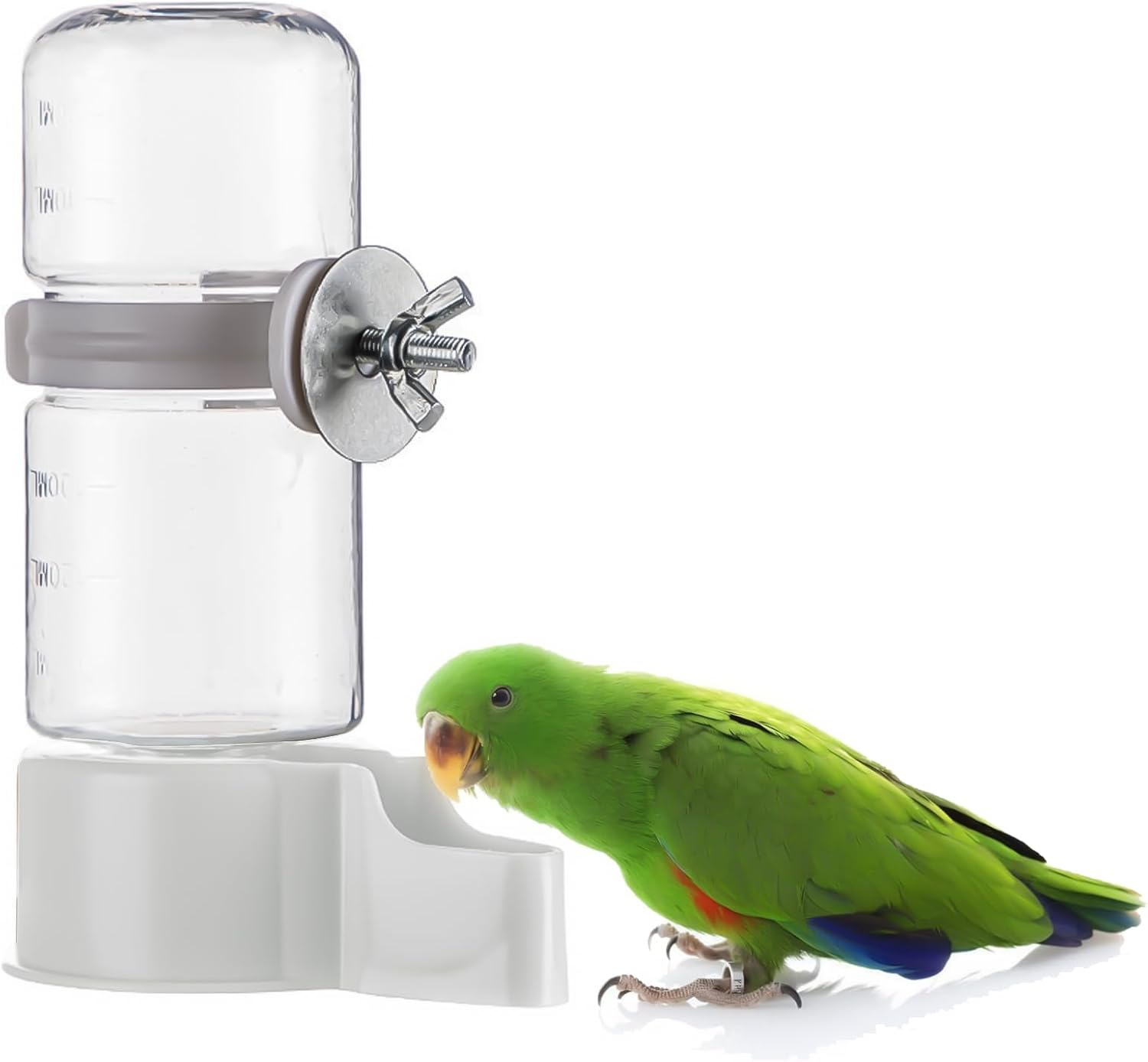 2 Pieces Bird Feeder Water Dispenser, Automatic Bird Feeder and Drinker Set for Cage, No Mess Hanging Parrot Food Bowl, Parakeet Cage Accessories for Hamsters,Pigeons,Parrot (A)