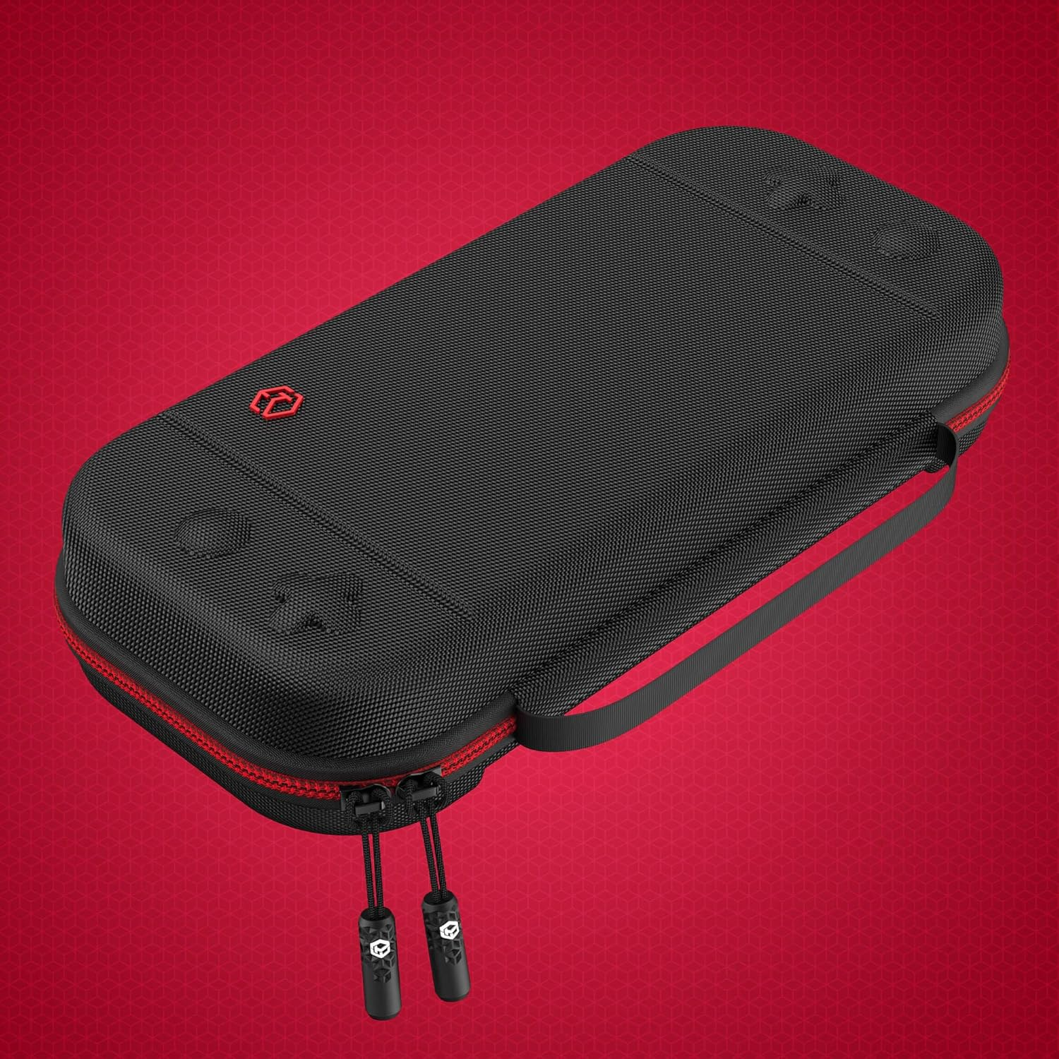 Powerwave Premium Carry Case Black Crimson for Nintendo Switch 2, Durable Protective Hard Shell, 30 Game Cartridge Slots, Mesh Pocket, Portable Travel Storage Case