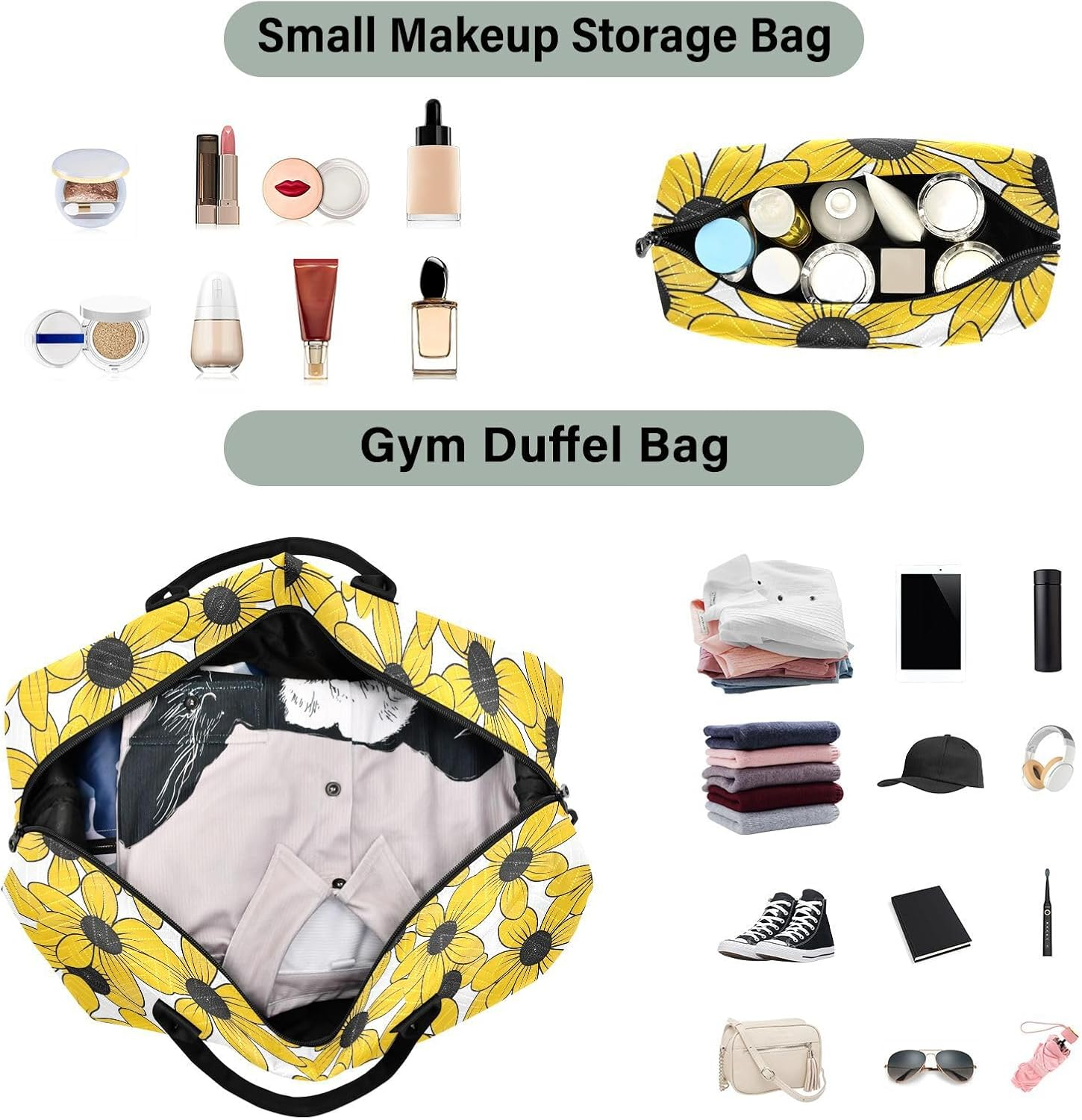 Travel Duffel Bag Black-Eyed Susan Simple Line Art Valentinesne'S Day Travel Weekender Gear Bag with Toiletry Bag for Airplane Traveling Multifunctional Bolso Para image number 2